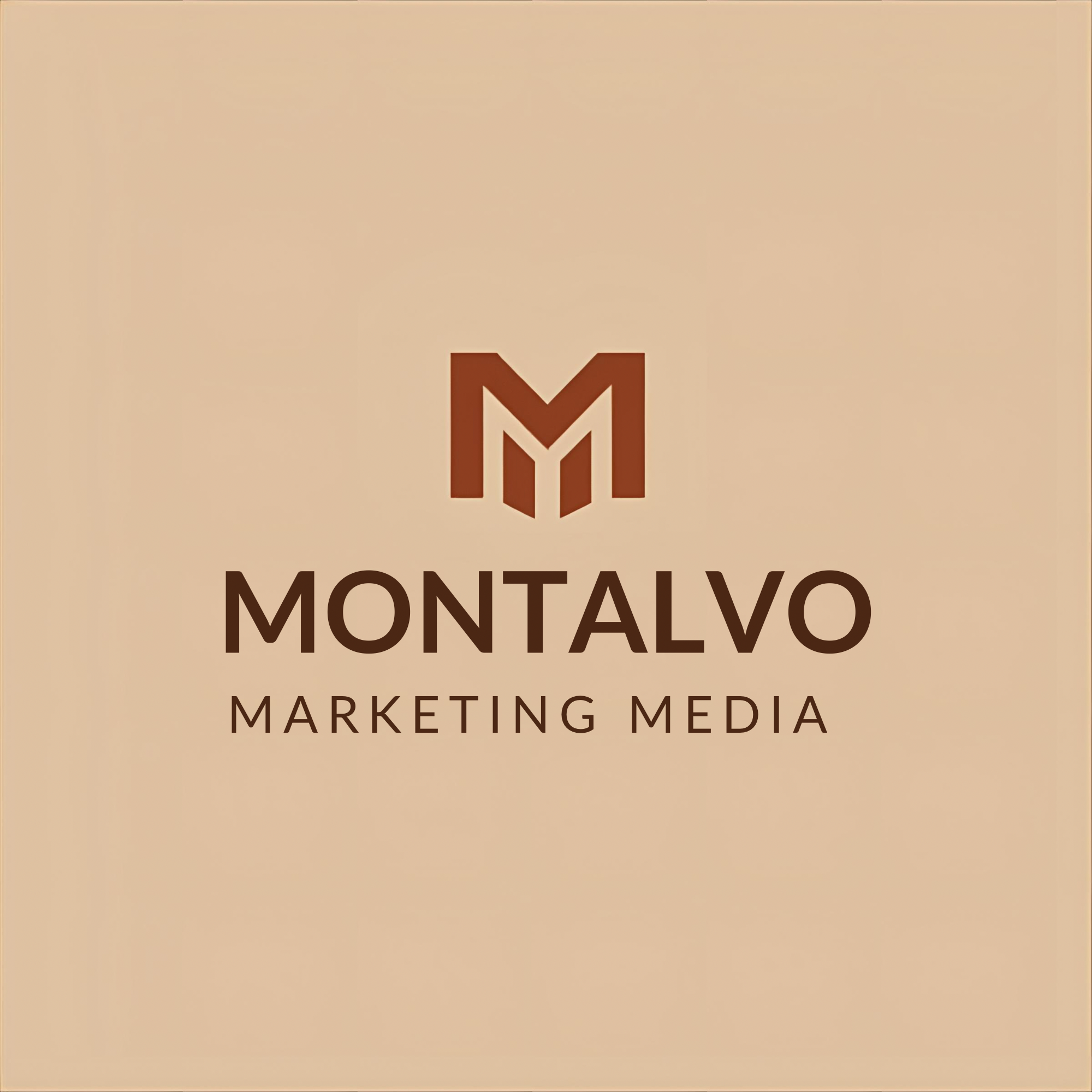 Montalvo Marketing Media logo with a stylized 'M' icon in brown on a beige background, with the words 'Montalvo Marketing Media' written below.