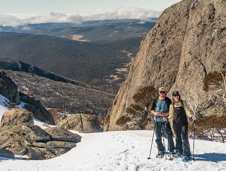 Porcupine Rocks in winter, Perisher snowshoe tour