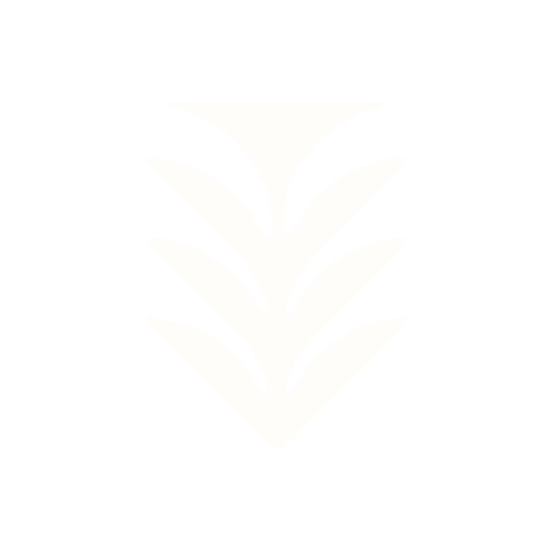 Black background with a white stylized illustration of four overlapping leaves arranged vertically.