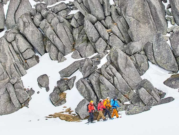 Snowshoeing through the granite tors above Thredbo