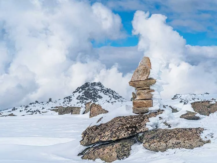 Snow-covered tors of the Ramshead Range