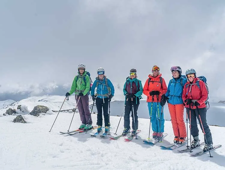Group of six on the Main Range in winter