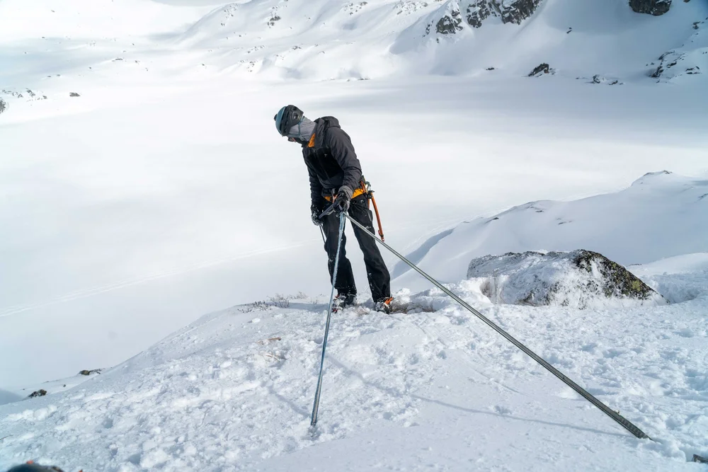 Ski mountaineering on steep snow