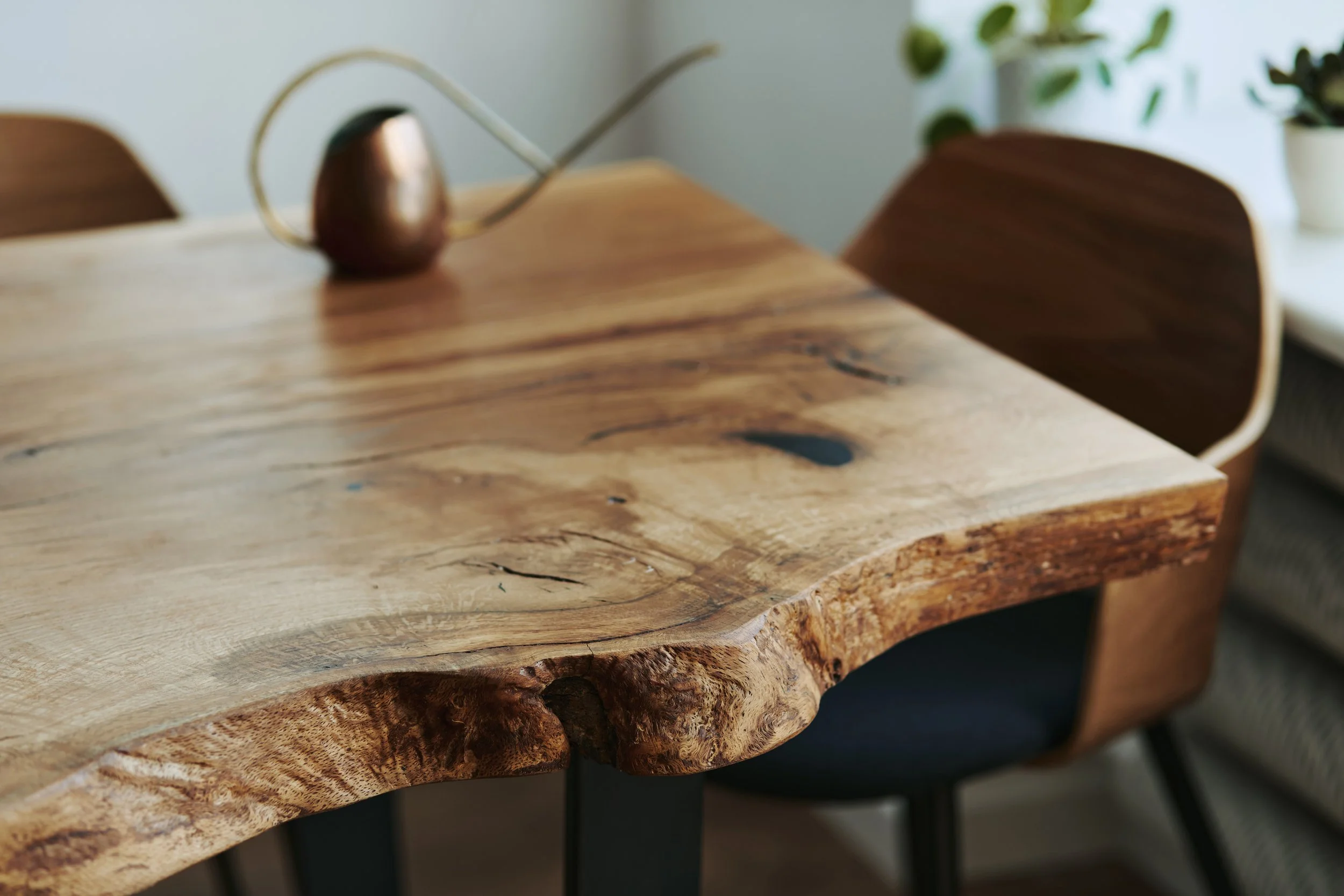 Custom timber slab dining table Canberra