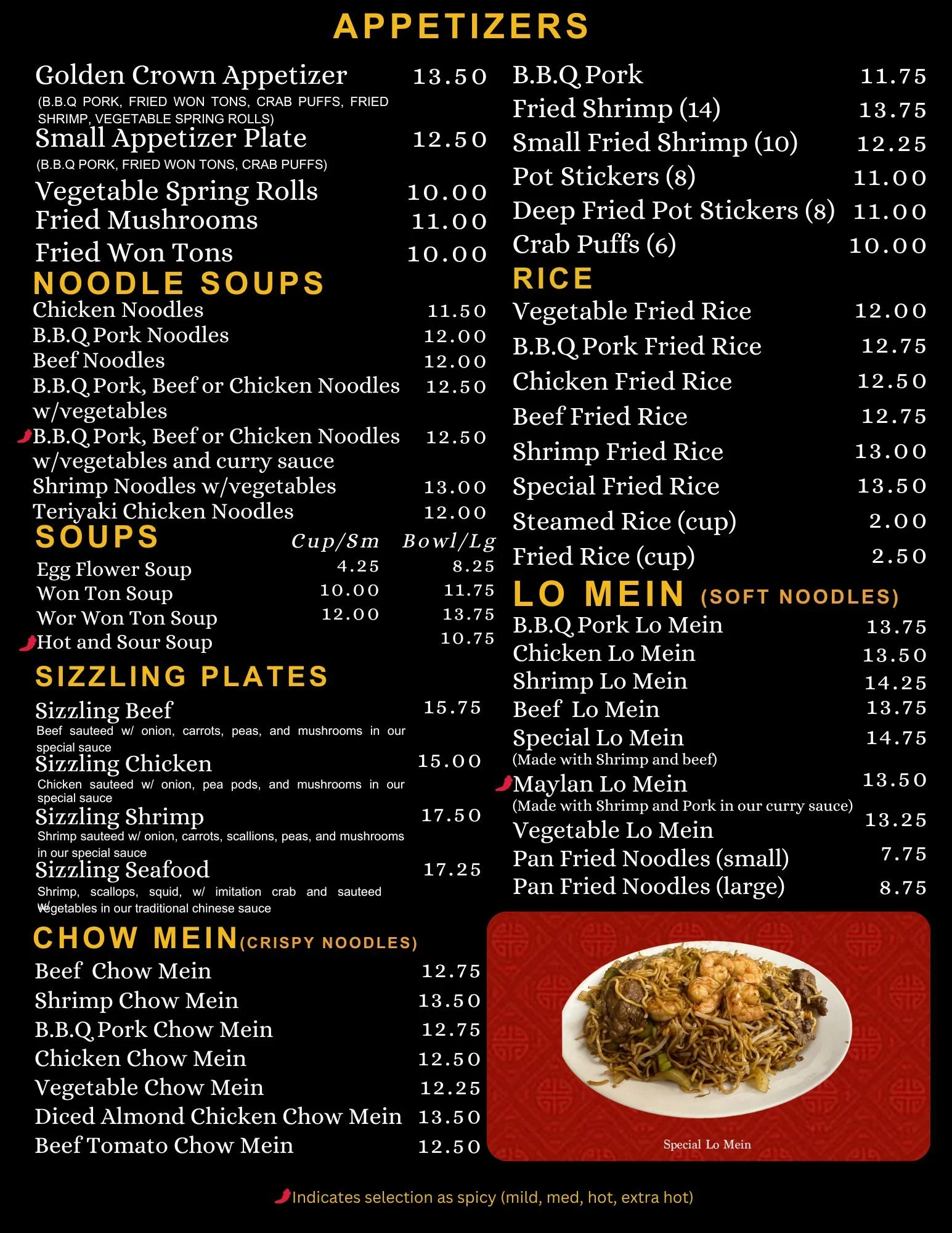 Dinner — Golden Crown Restaurant