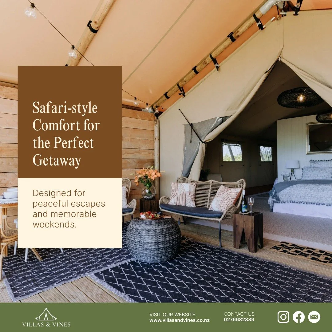 Turn your weekend into a luxurious escape! Join us in our safari-style villas for a unique glamping experience, and let nature recharge your spirit. 
 
VISIT OUR WEBSITE 
 
#LuxuryEscape #Glamping #Nature #WeekendVibes #TravelMore