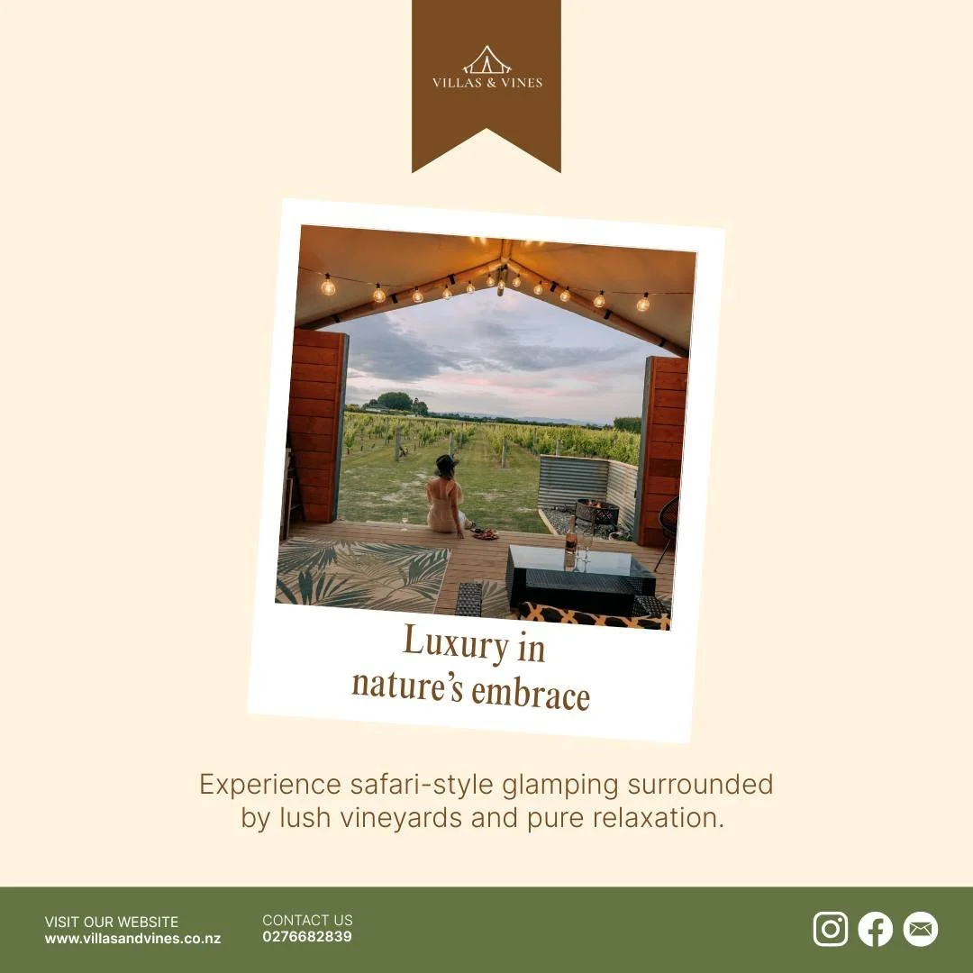 Immerse yourself in luxury while enjoying nature’s embrace at Villas & Vines Glamping. Picture this: safari-style villas surrounded by lush greenery and world-renowned wineries. Why not treat yourself to an unforgettable escape? 🌿
 
BOOK