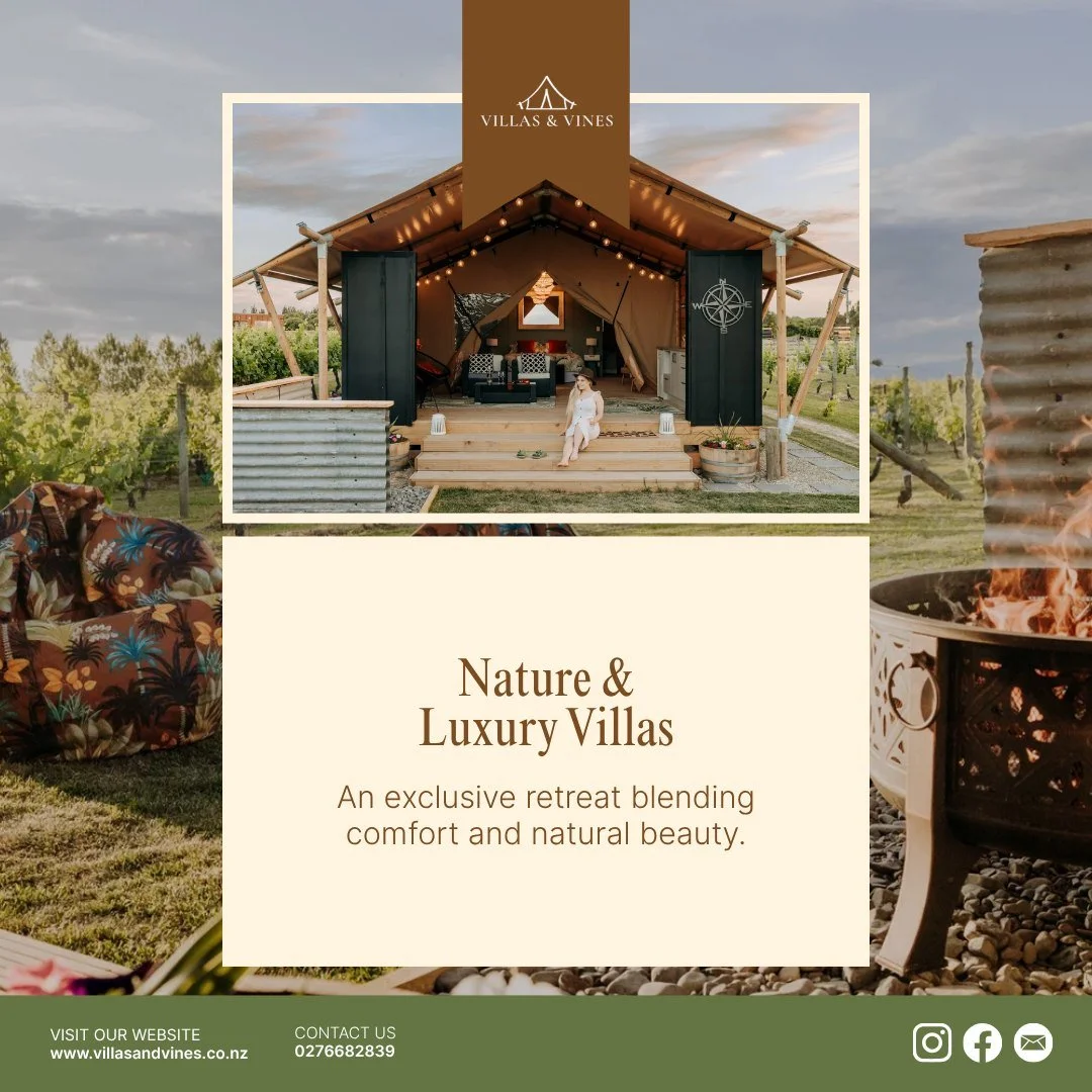 Picture yourself lounging in a luxurious villa, surrounded by nature and just a stone's throw from New Zealand's finest wineries. Your glamping adventure awaits&mdash;are you ready? 

BOOK NOW 

#SafariStyle #GlampingExperience #HawkesBayWineries #Na