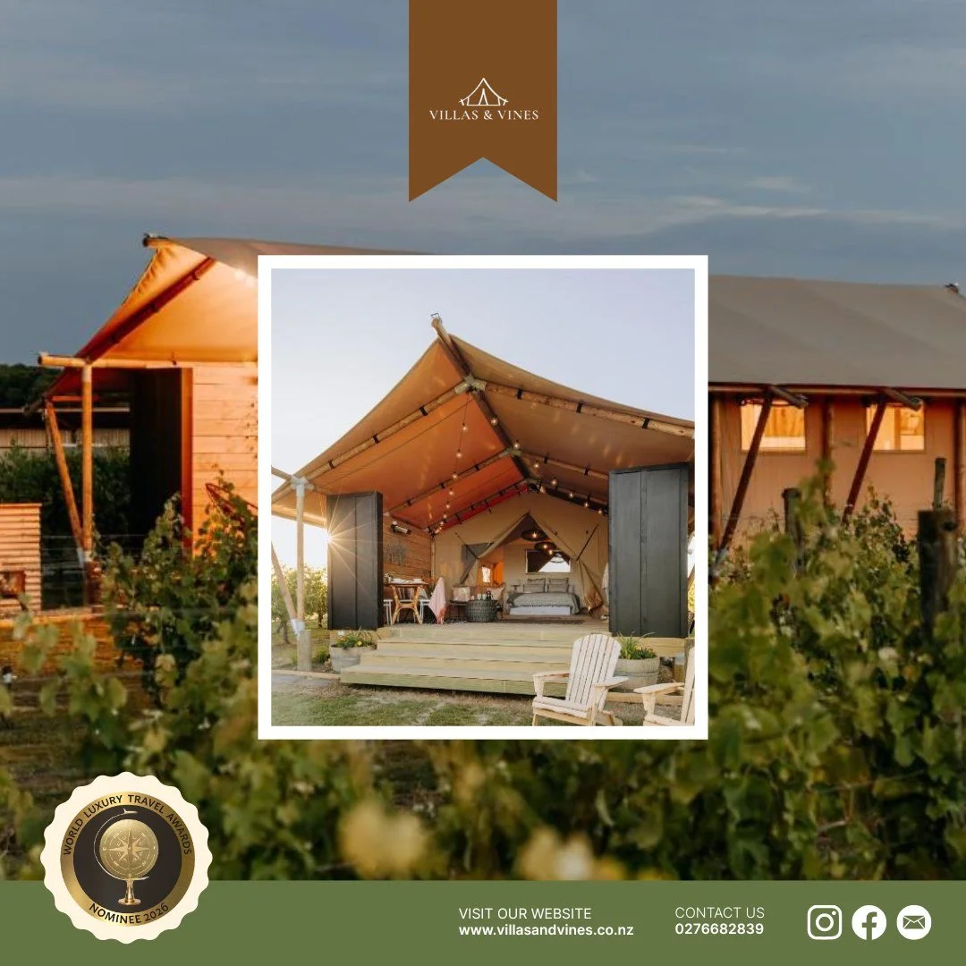 Enjoy lazy mornings and elegant evenings in our luxurious safari-style villas, where every detail is crafted for relaxation. Let our glamping experience whisk you away into the heart of Hawke's Bay. 

BOOK NOW 

#LuxeEscape #GlampingLife #HawkesBay #