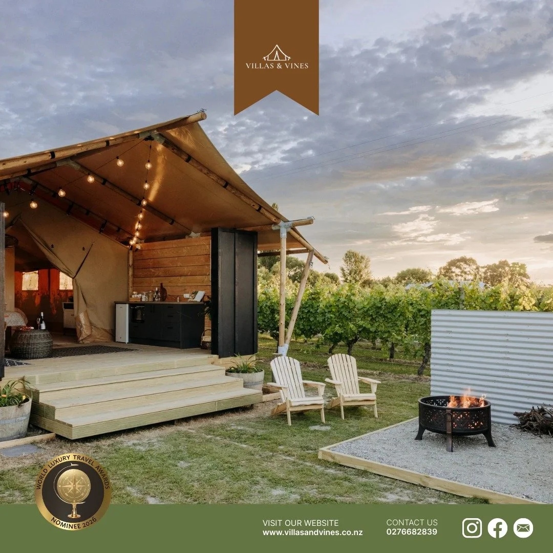 Unplug and unwind in our serene glamping villas surrounded by breathtaking views. Enjoy the unique blend of luxurious comfort and natural beauty with access to the best wineries in Hawke's Bay. 

BOOK NOW 

#VillasAndVines #GlampingAdventures #Hawkes