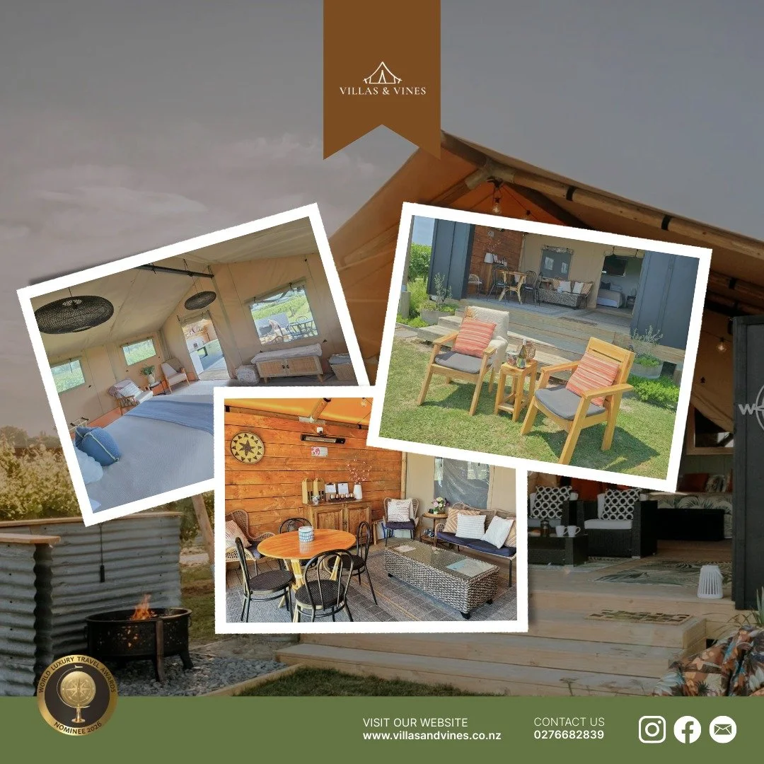 Seek comfort in nature with our luxurious Safari tents, just steps from renowned wineries. The perfect retreat for wine lovers and nature enthusiasts! 

VISIT OUR WEBSITE 

#Glamping #Wineries #Luxurious #NatureLovers #HawkesBay