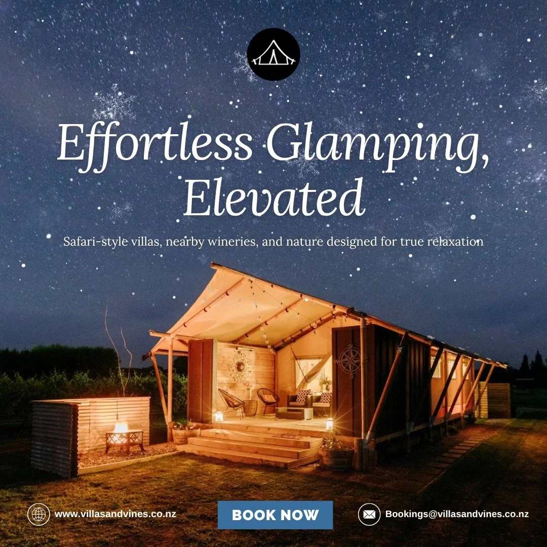 For a stay that feels both elegant and easy, choose Glamping at Villas &amp; Vines. With luxurious safari-style villas, nearby wineries, and nature on your doorstep, every moment invites relaxation. Did you visit during a different season? Share your