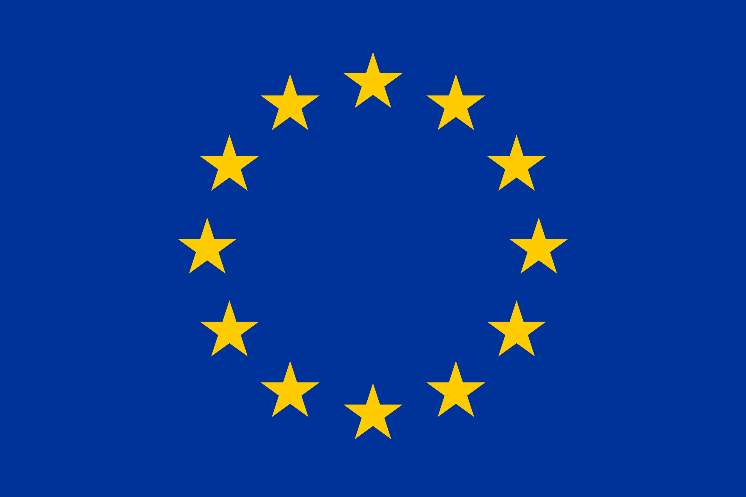 Flag highlighting IGNITE Performance delivery capability in the European Union with a blue background and 12 yellow stars arranged in a circle.