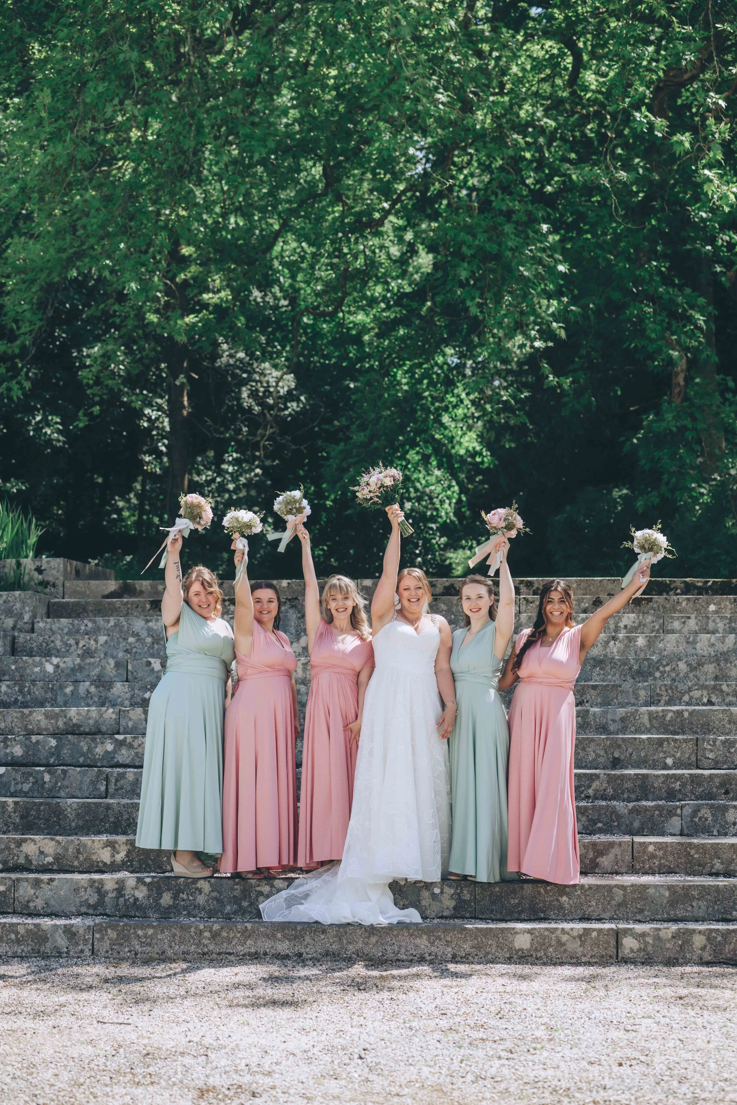 Bride and bridesmaid getting married at Trelowarren