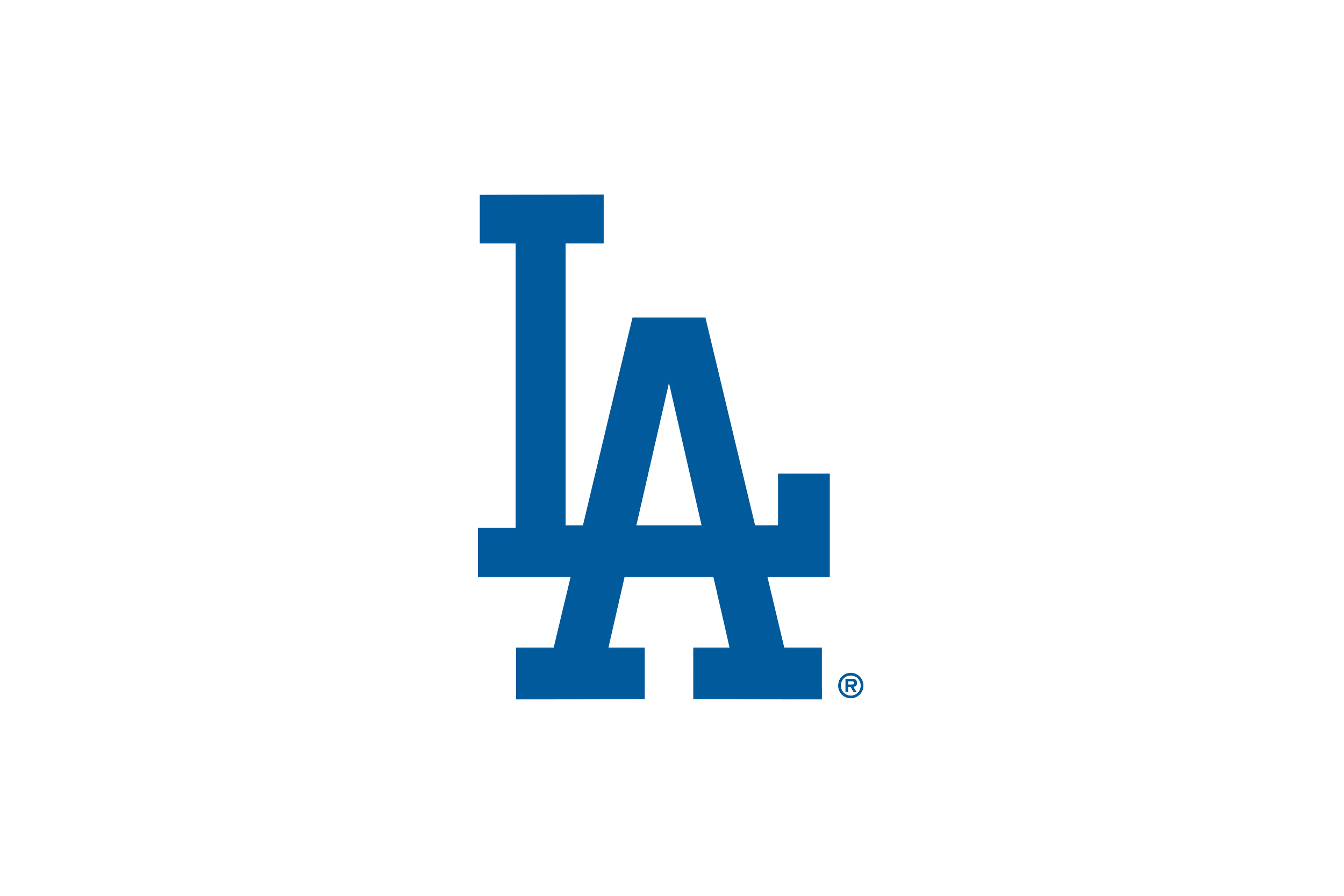 The Los Angeles Dodgers logo featuring a blue uppercase 'LA' on a black background.