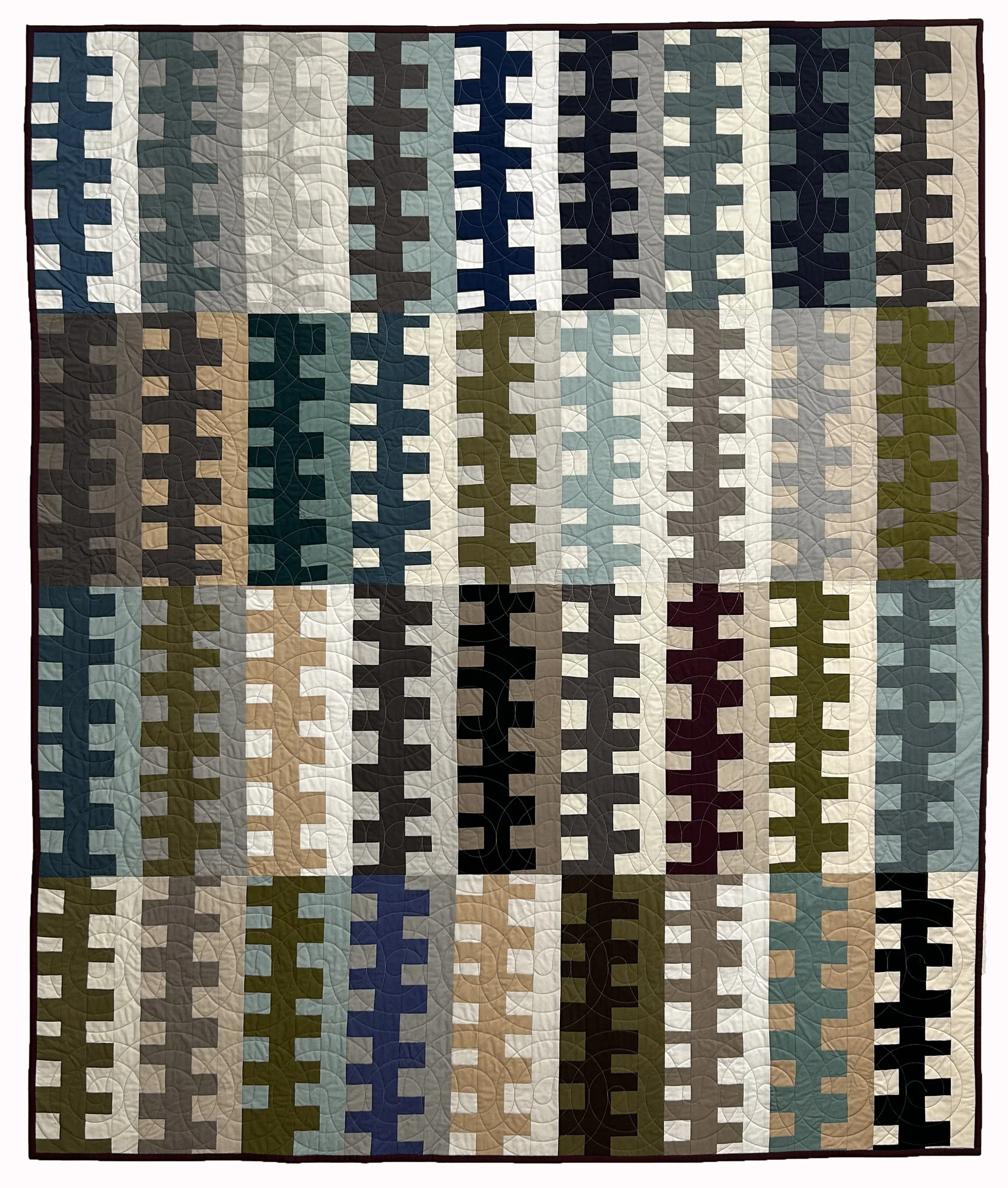 Muted Zippers, 54.5" x 64"