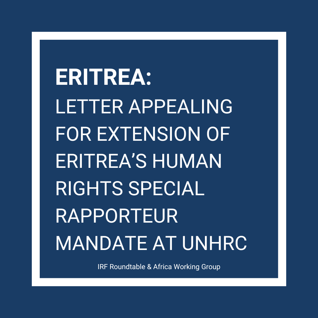 Letter Appealing for Extension of Eritrea’s Human Rights Special Rapporteur Mandate at the UNHRC