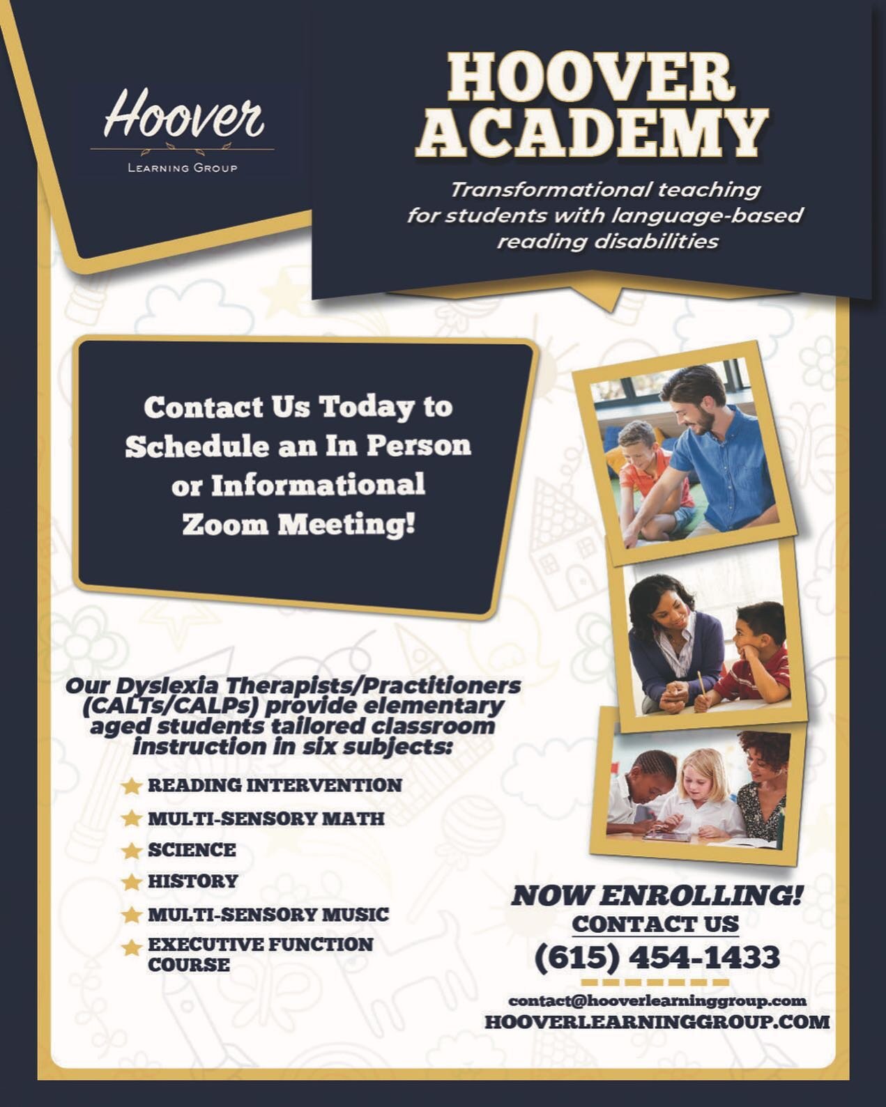 Now enrolling for Hoover Academy! Please message, call, or email for more information!!