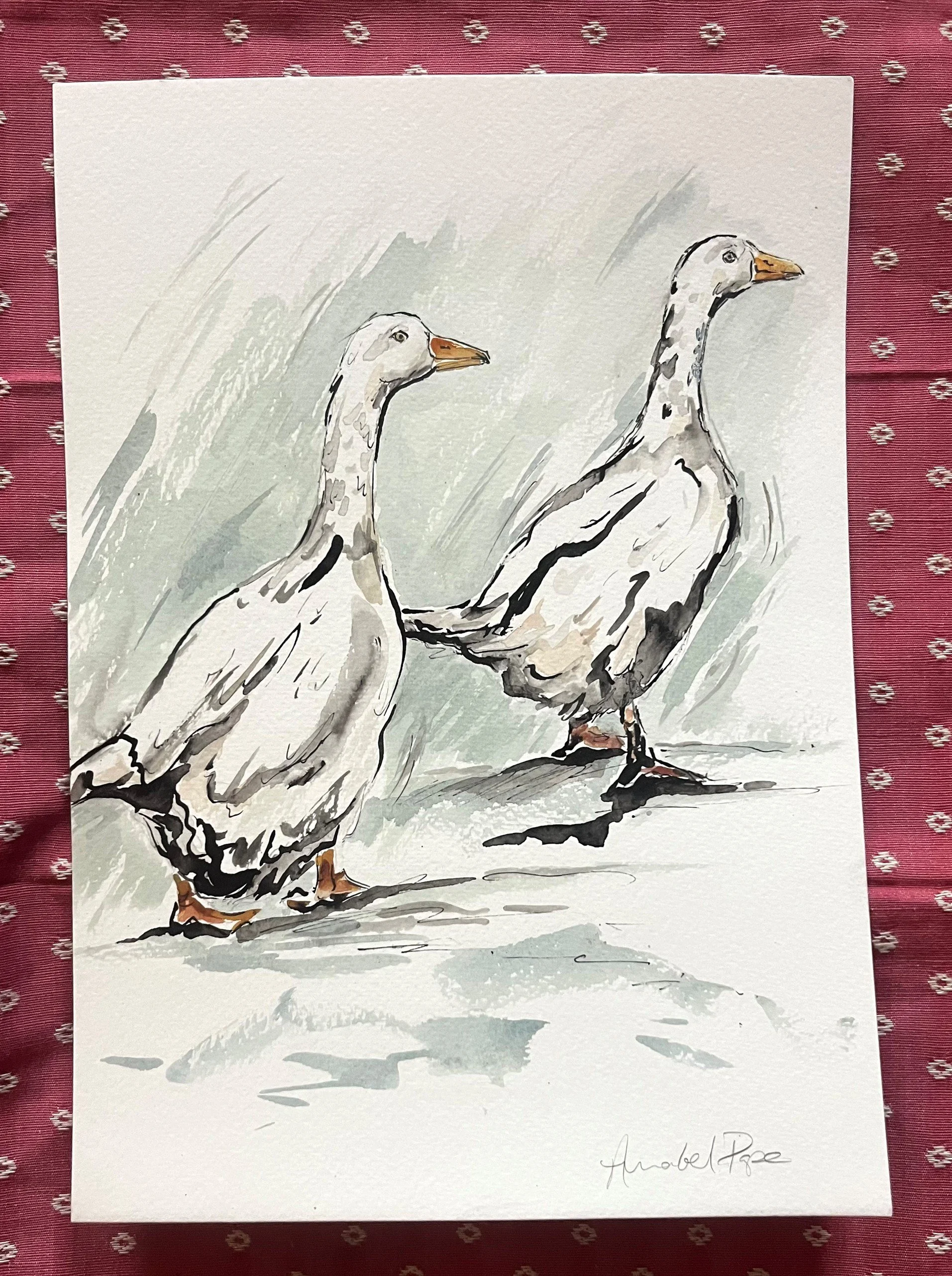 'Heading out' Pen and watercolour 21x30cm - SOLD