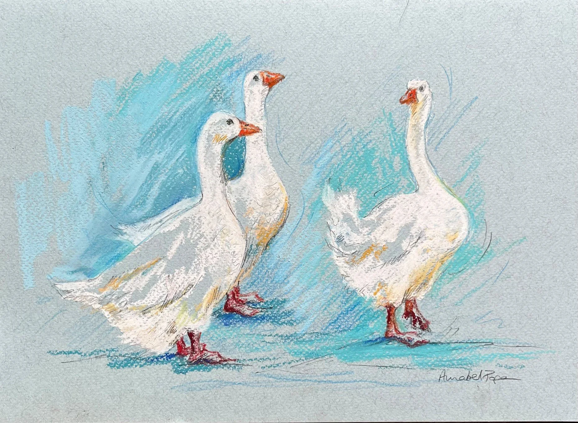'Family gathering' pastel on pastel paper - 21 x 30cm - £225