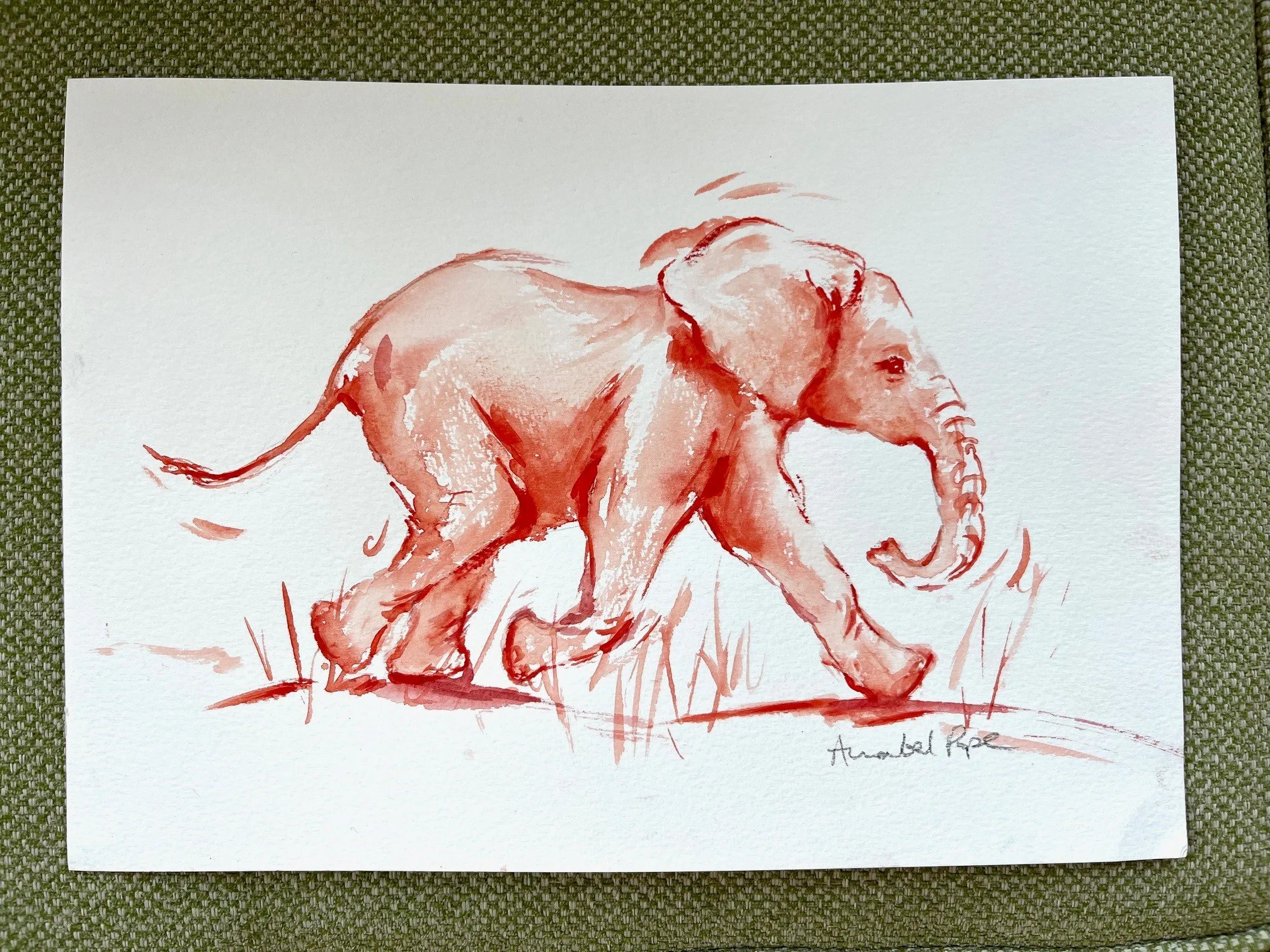 'Running riot' Watercolour 20 x 31cm, SOLD