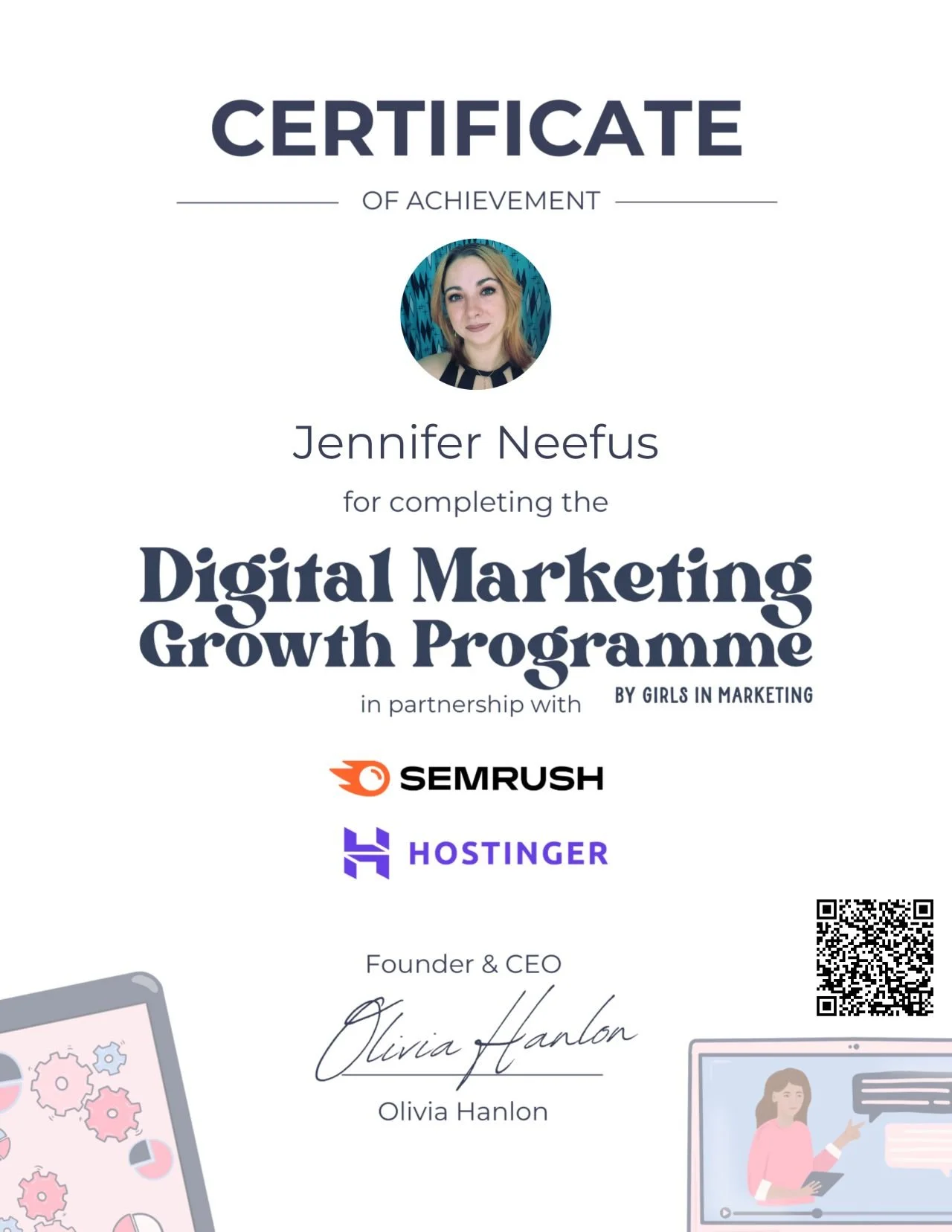 Digital Marketing Growth Programme by Girls in Marketing Certificate of Completion 2024