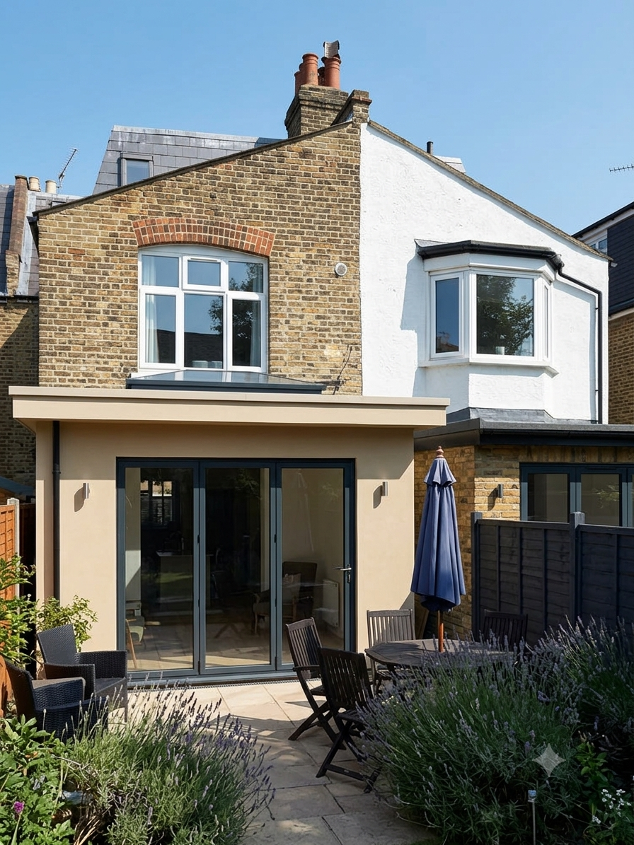 Extension proposal for a garden room in a tight site.