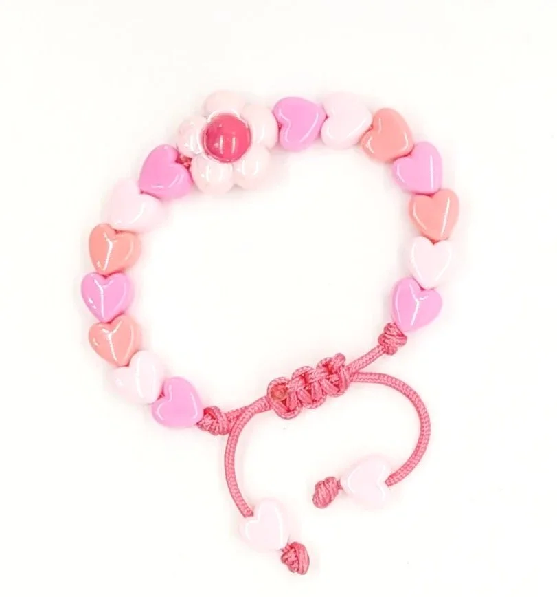 Kids Adjustable Hearts Bracelet - Pink
