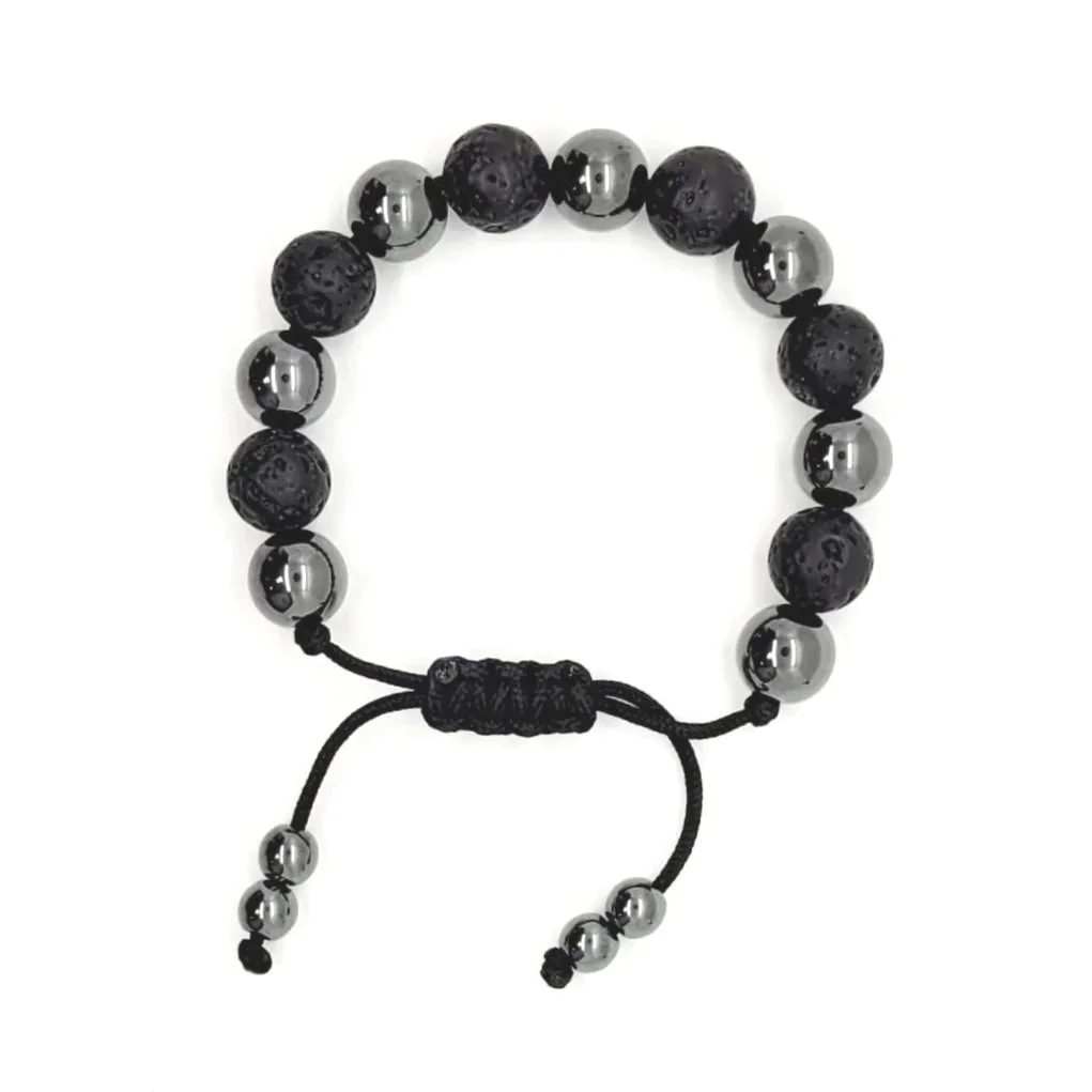 Kids' Lava Rock and Hematite Bracelet