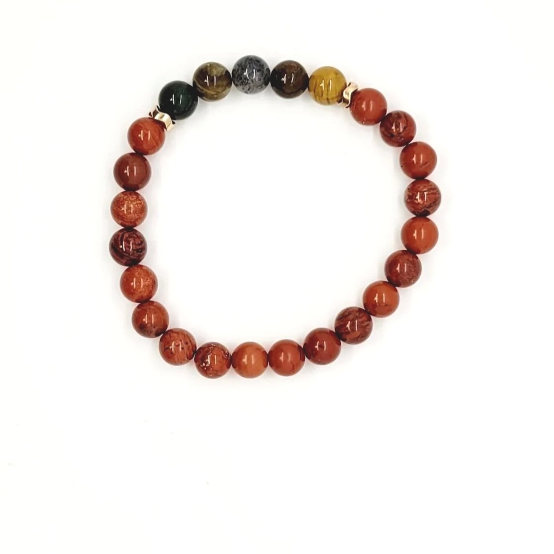 Red Jasper Ocean Bracelet with Gold Hematite