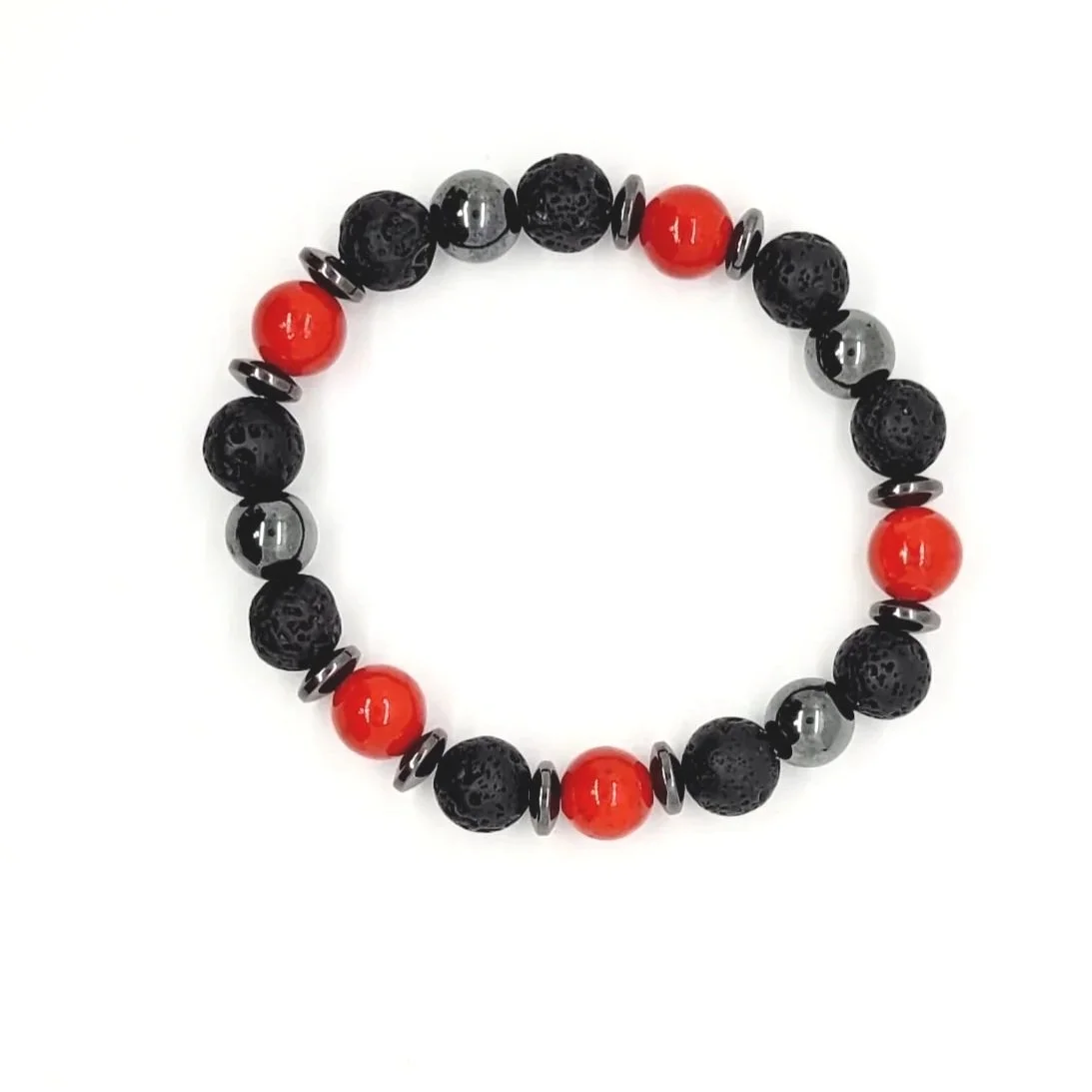 Lava Rock & Red Jade Harmony Bracelet