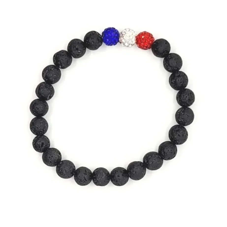 Patriotic Lava Rock Bracelet
