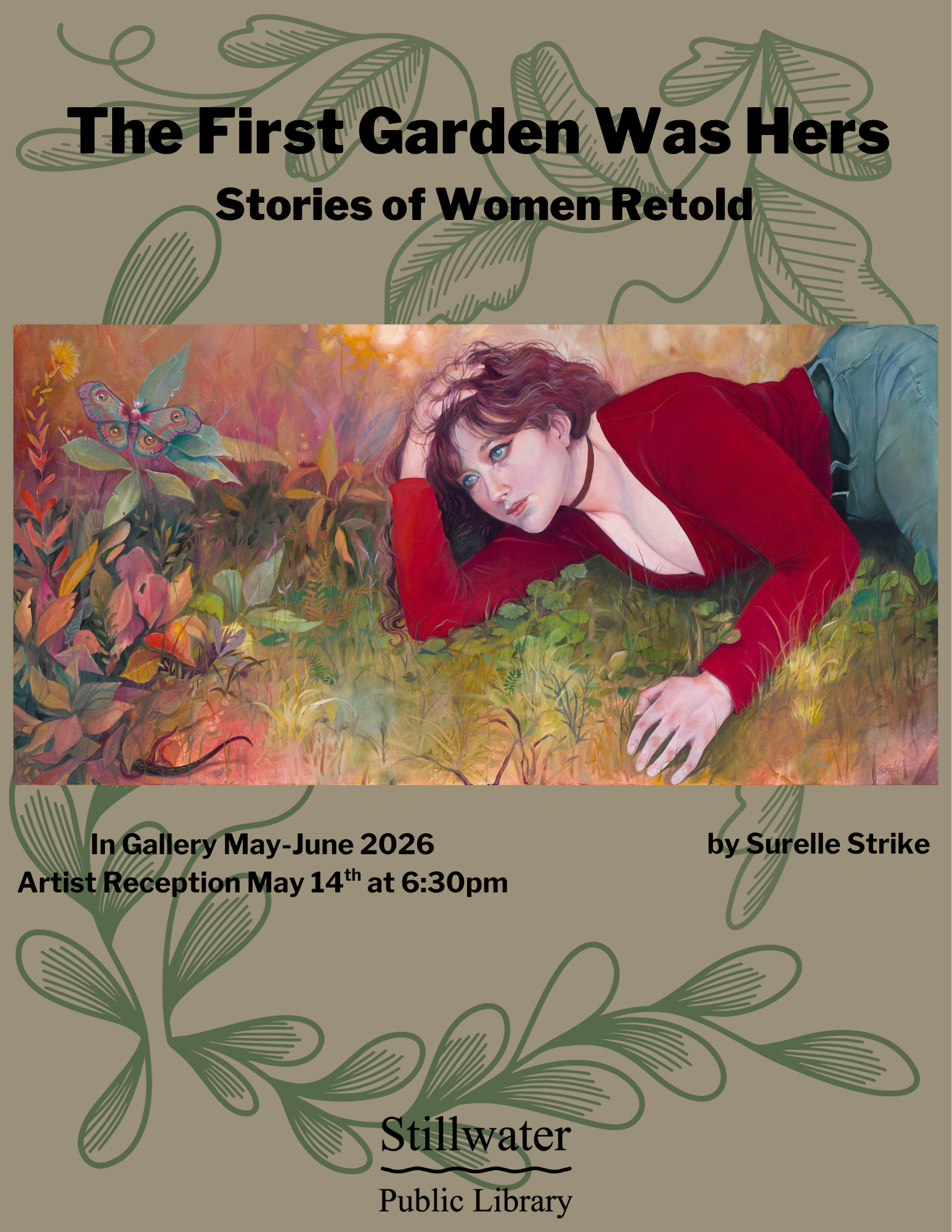 The First Garden was Hers: Stories of Women Retold. Surelle Strike Solo Show at the Stillwater Public Library