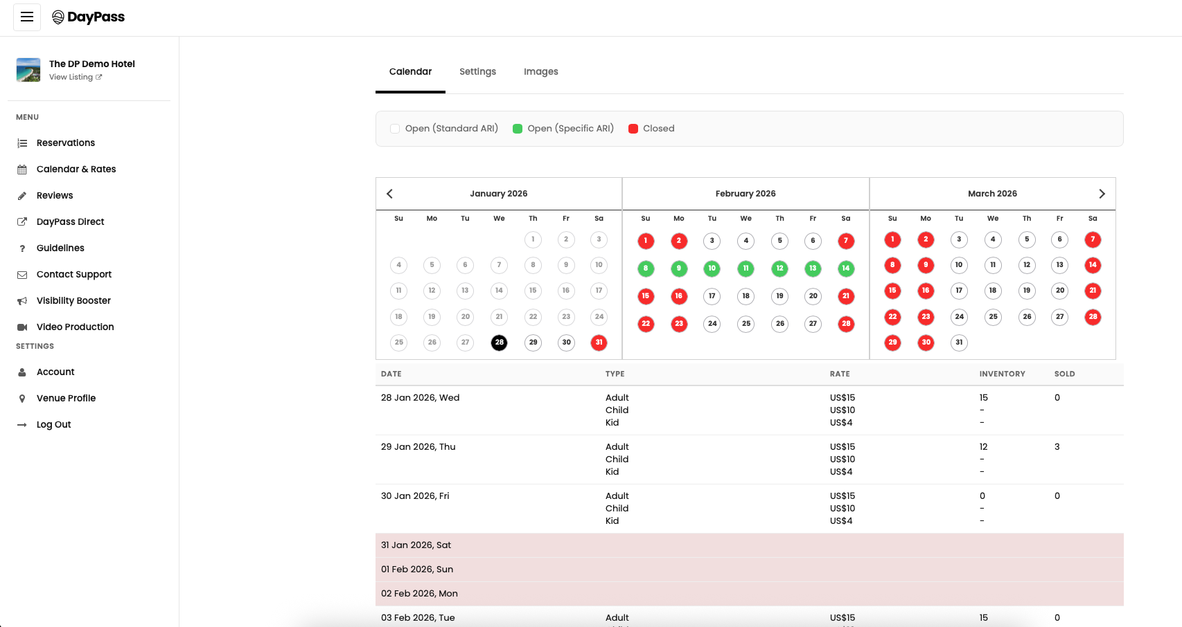 DayPass Extranet