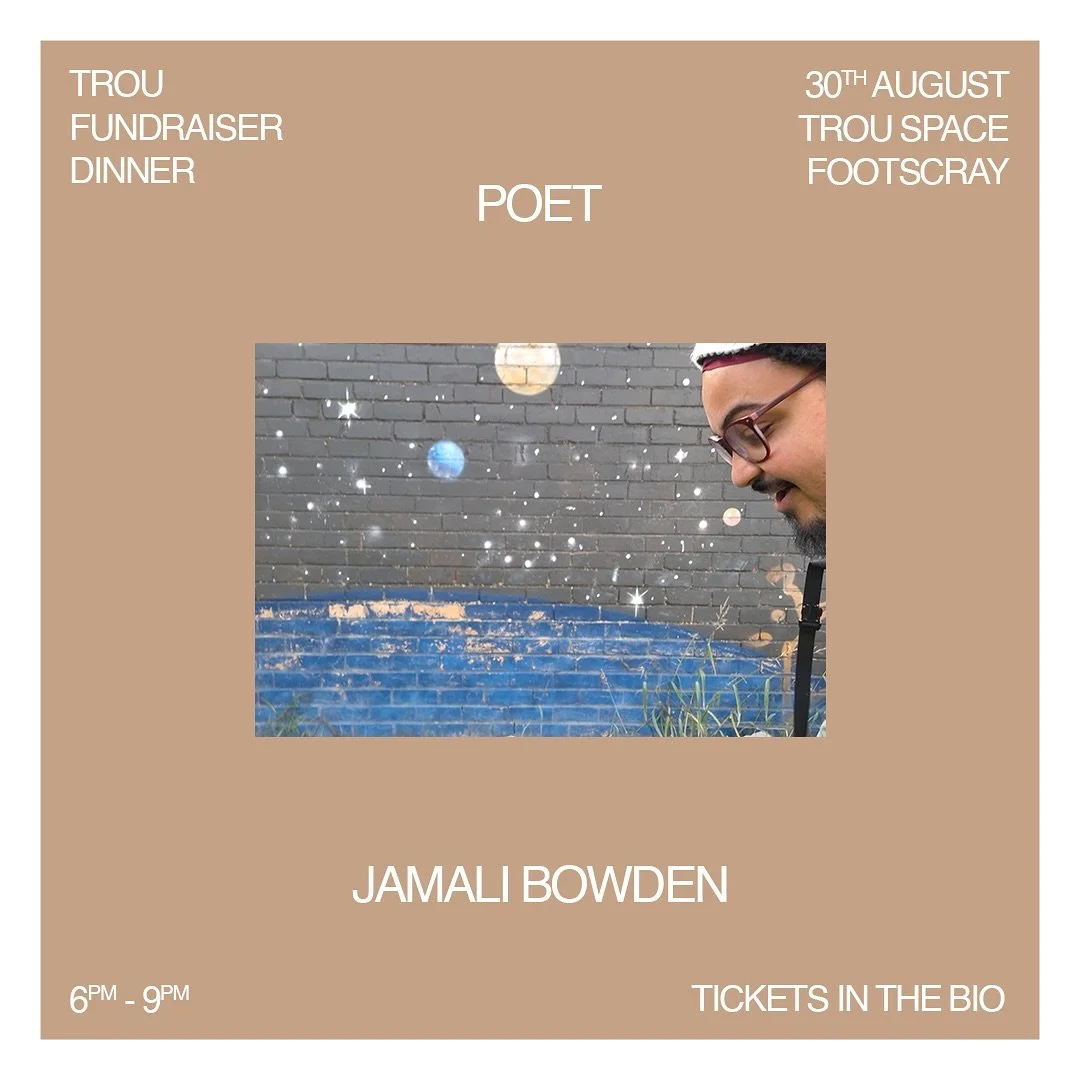 Meet The Artists Performing at our Fundraising Dinner!

Jamali Bowden is a warehouse worker, aspiring educator, Pan African community activist and culture worker. He is a maker of zines including &lsquo;UNSTOPPABLE NOTES TO A PAINFUL RIGHTEOUS MUTATI