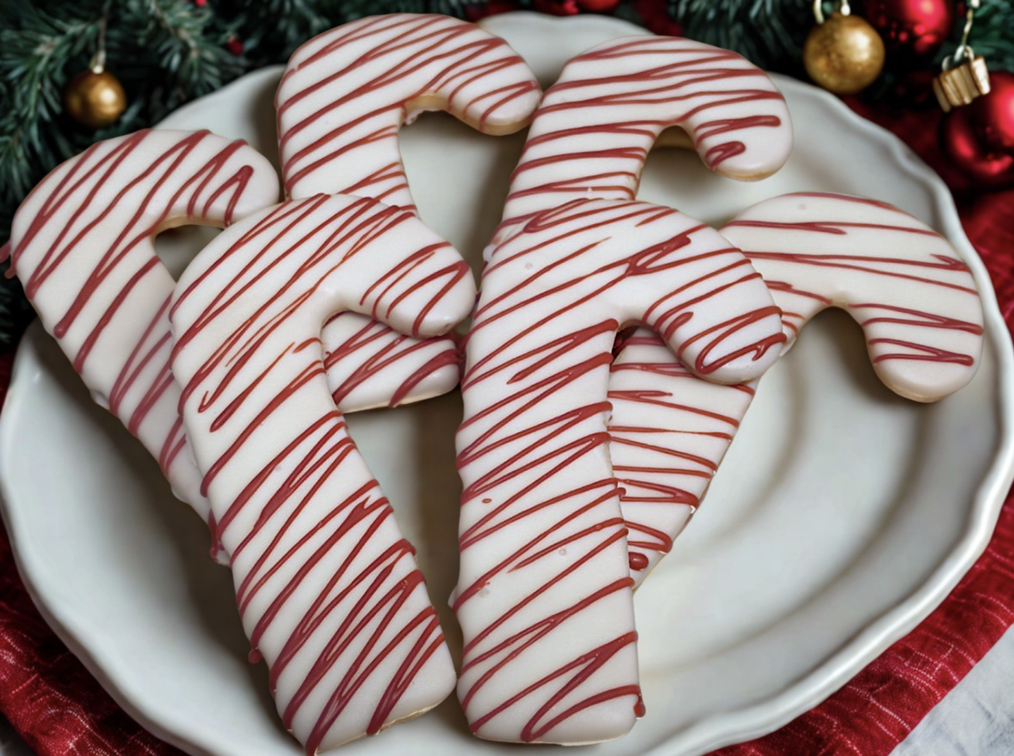 Candy Cane Decorated Sugar Cookies