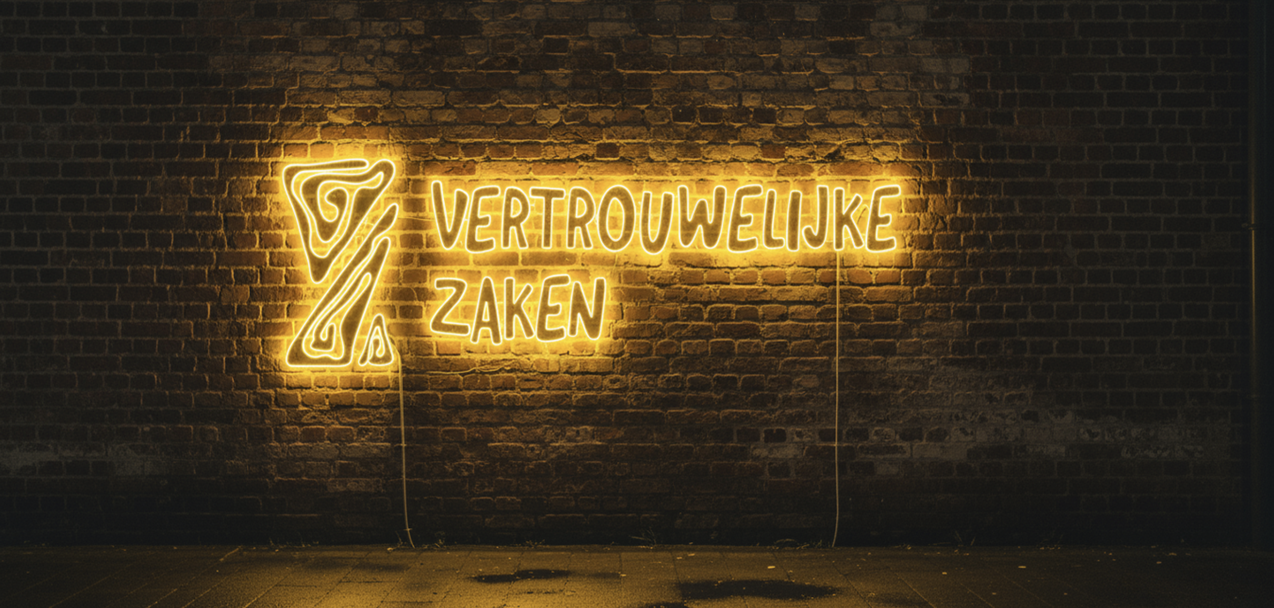 Mock up van het logo van Vertrouwelijke Zaken als Neon Light