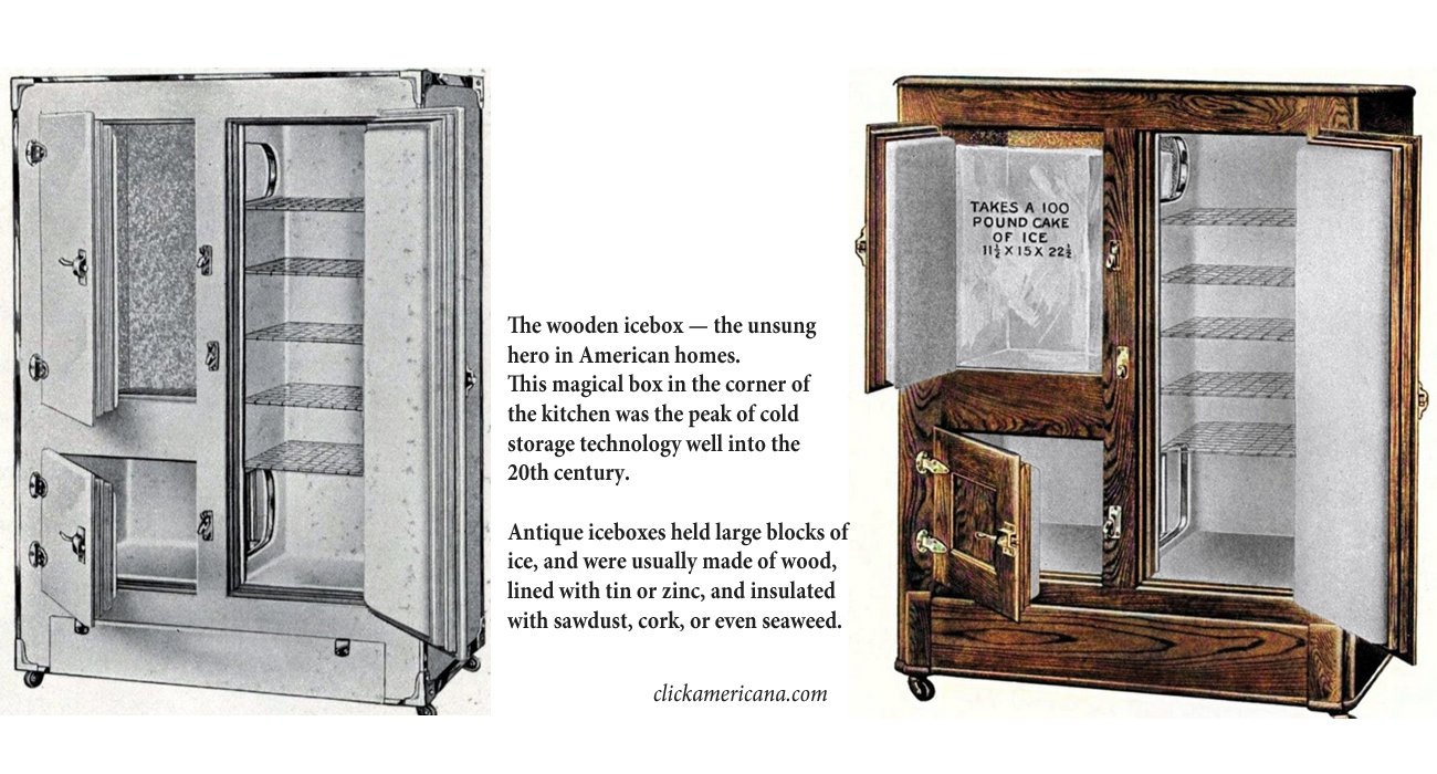 Blocks of ice were delivered to homes and businesses before electrification.