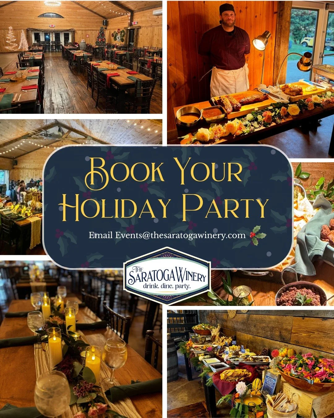 🎄✨ The holiday season is right around the corner! ✨🎄
Make this year&rsquo;s company holiday party unforgettable at The Saratoga Winery 🍷 With warm, rustic d&eacute;cor and a one-of-a-kind atmosphere, we&rsquo;re the perfect backdrop for celebratin