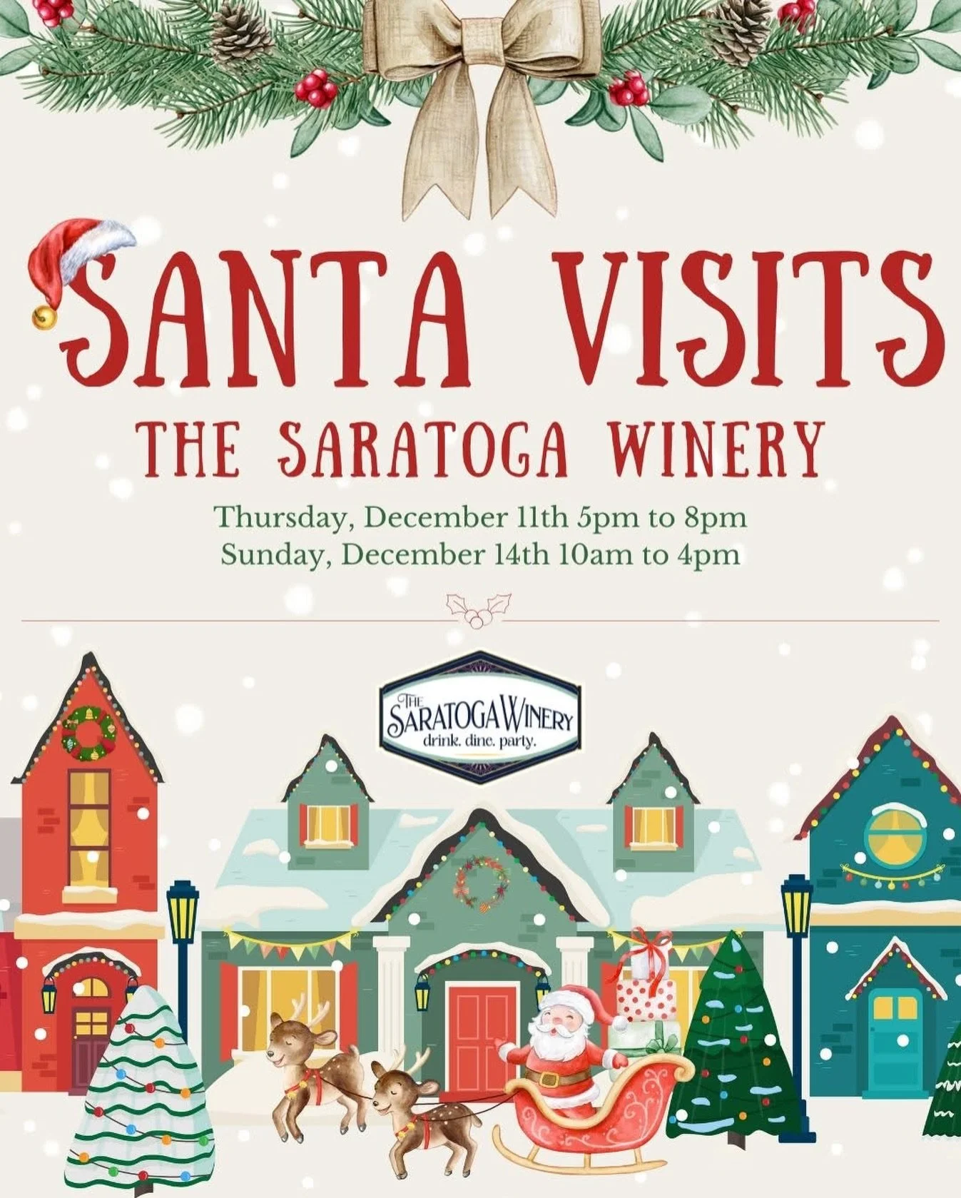 ✨ Join us for two magical holiday events filled with festive food, cozy photo ops, and plenty of Christmas cheer:

An Evening with Santa
🎅 Thursday, December 11th | 5&ndash;8pm
Enjoy an all-you-can-eat dinner buffet with milk &amp; cookies, plus a s