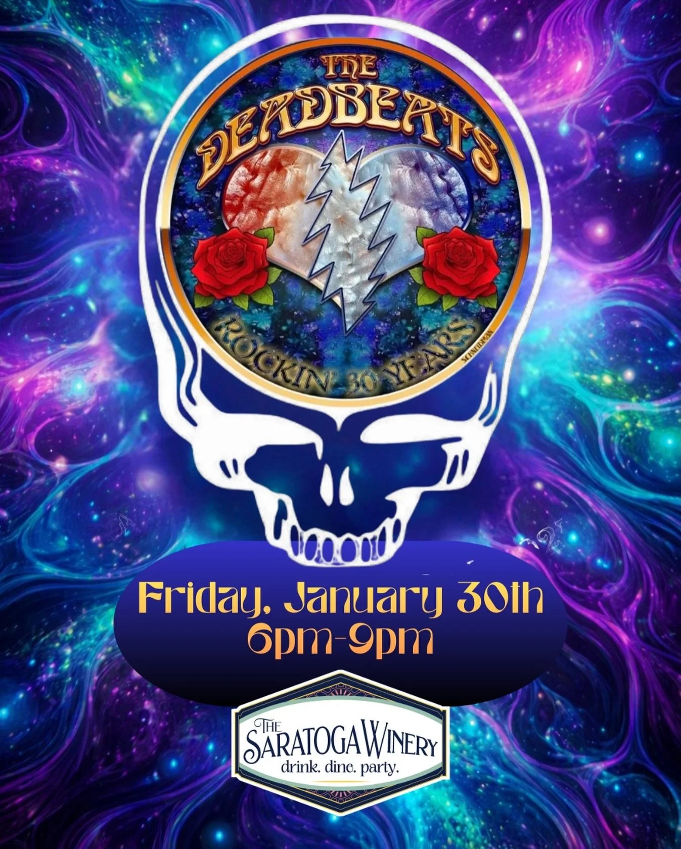 The Deadbeats are back at The Saratoga Winery 💀🌹⚡

This annual celebration hits a little deeper this year as we pay tribute to the legendary Bob Weir &mdash; honoring the music, the memories, and the magic that keeps the spirit alive 🎶❤️

Make you
