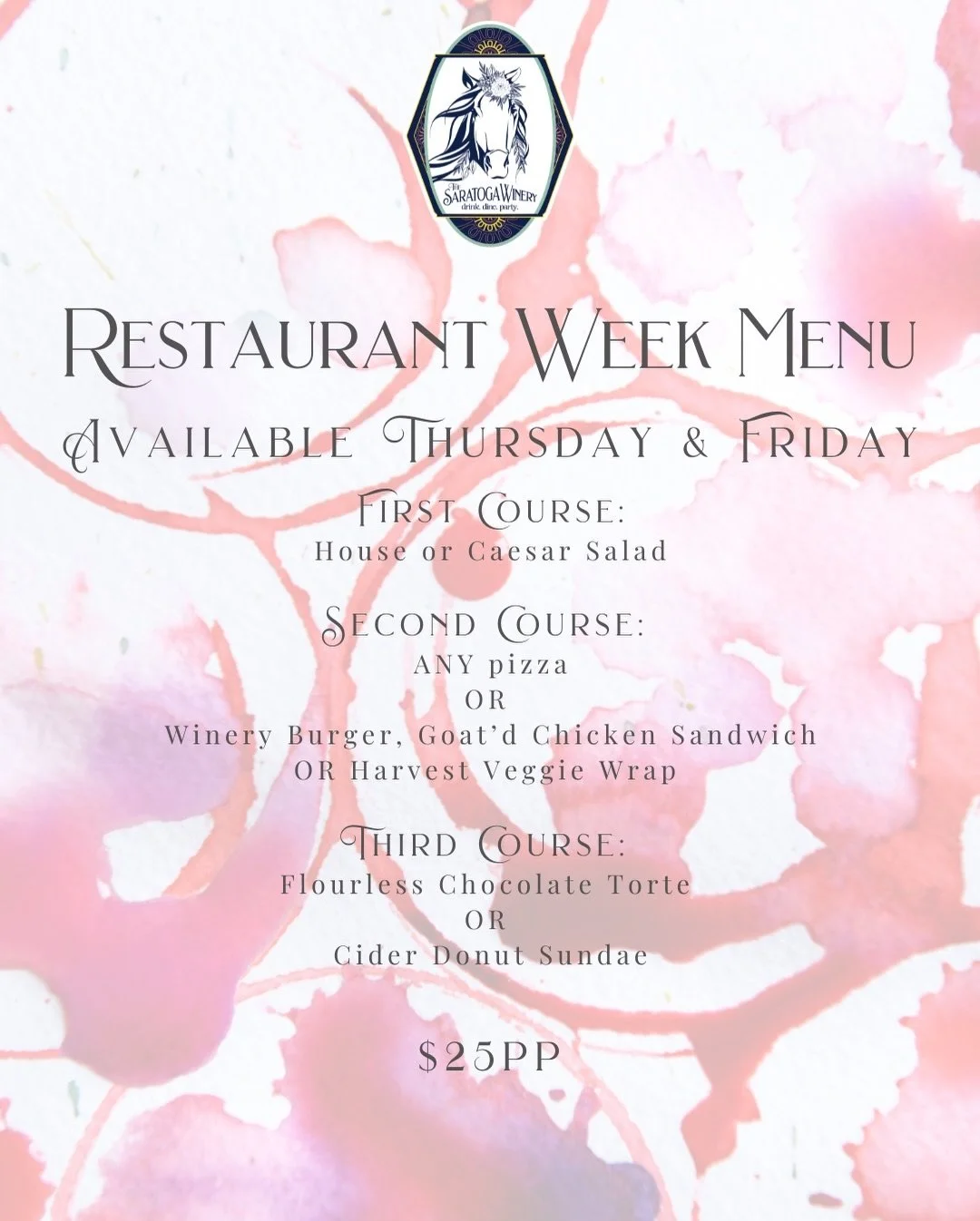 Restaurant Week is here 🍷✨

Join us today &amp; tomorrow and enjoy a three-course dining experience with two delicious options to choose from &mdash; $25 or $35 per person.

The perfect excuse to get out of the house, sip some wine, and enjoy a meal