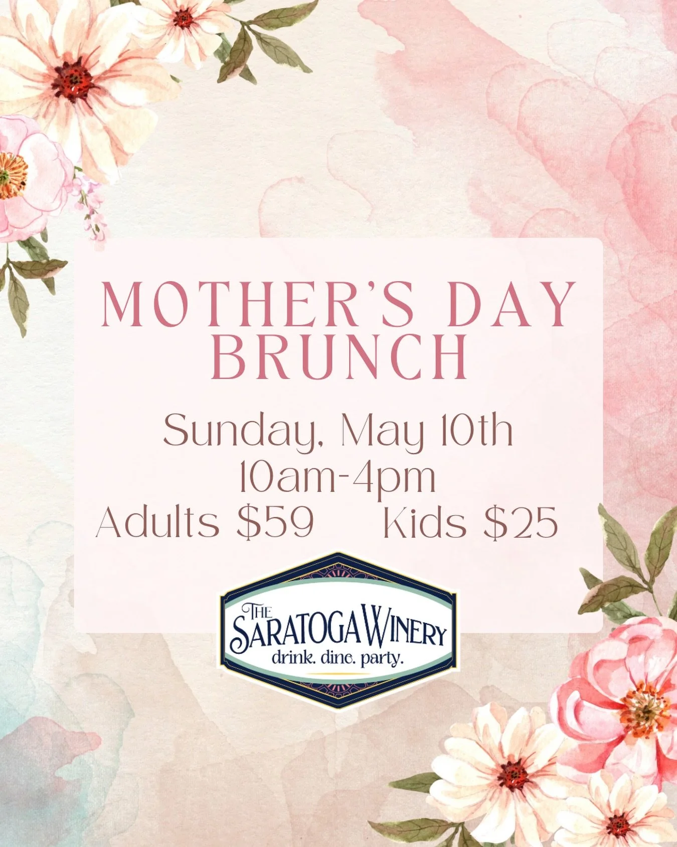 Make it a Mother&rsquo;s Day to remember 💐✨

Give Mom the gift of relaxation and let us handle the rest! Our Mother&rsquo;s Day brunch features a carving station, quiches, pizzas, fresh salads, kid-friendly options &amp; more 🥂 

$59 Adults | $25 K