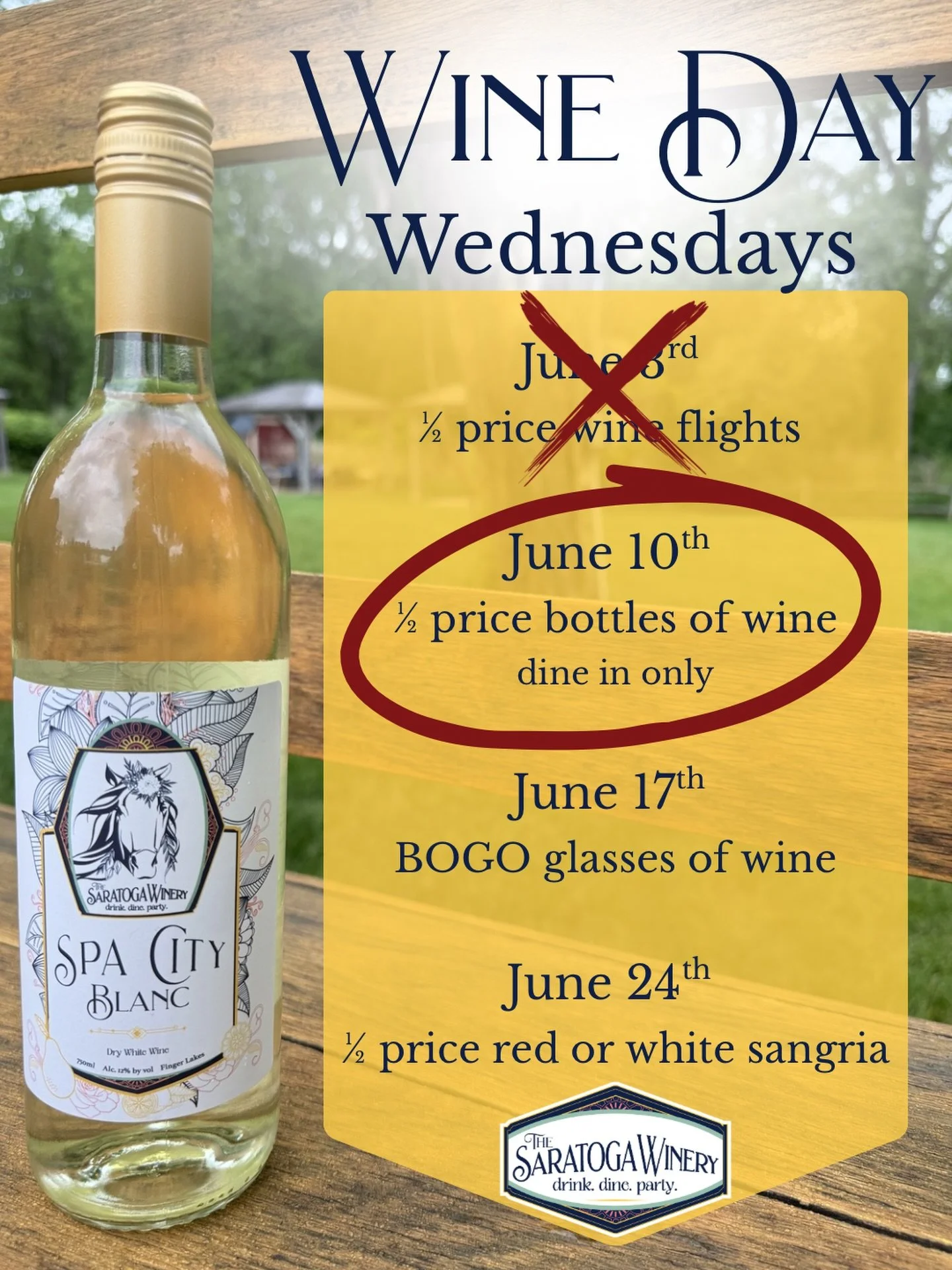 🍷 Wednesdays are for WINE 🍷

This week&rsquo;s Wine Day Wednesday special is one you don&rsquo;t want to miss 👀✨ &frac12; price bottles of wine (dine-in only) 🍾

Grab your favorite bottle, your favorite people, and spend your Wednesday sipping wi