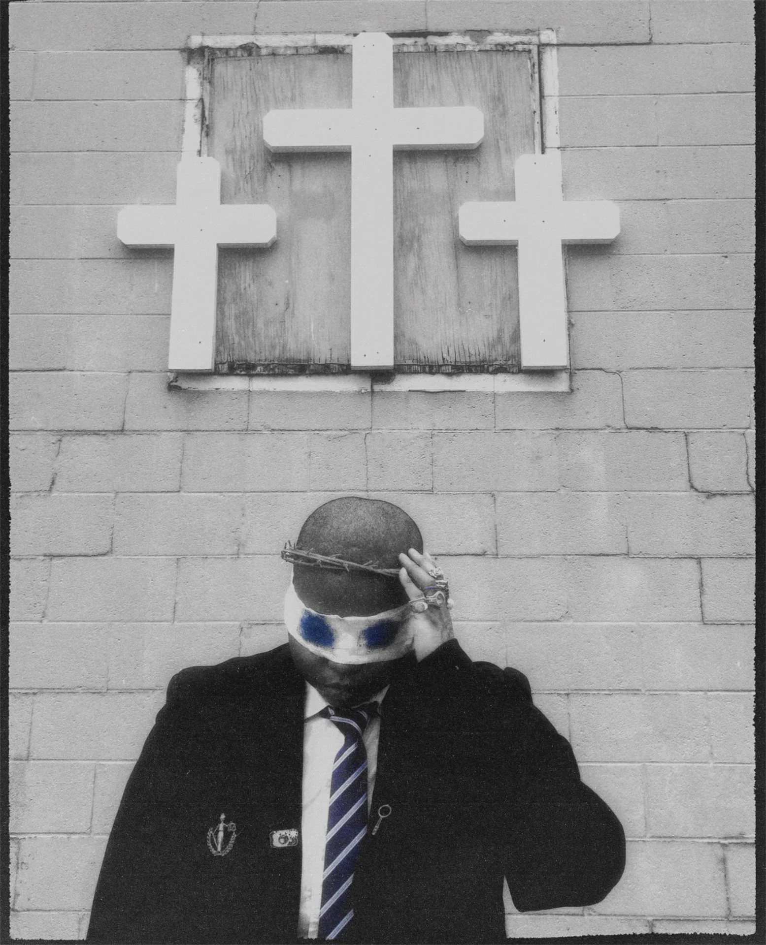 "Tears Glow Blue On Black" (2025)
 self-portrait 