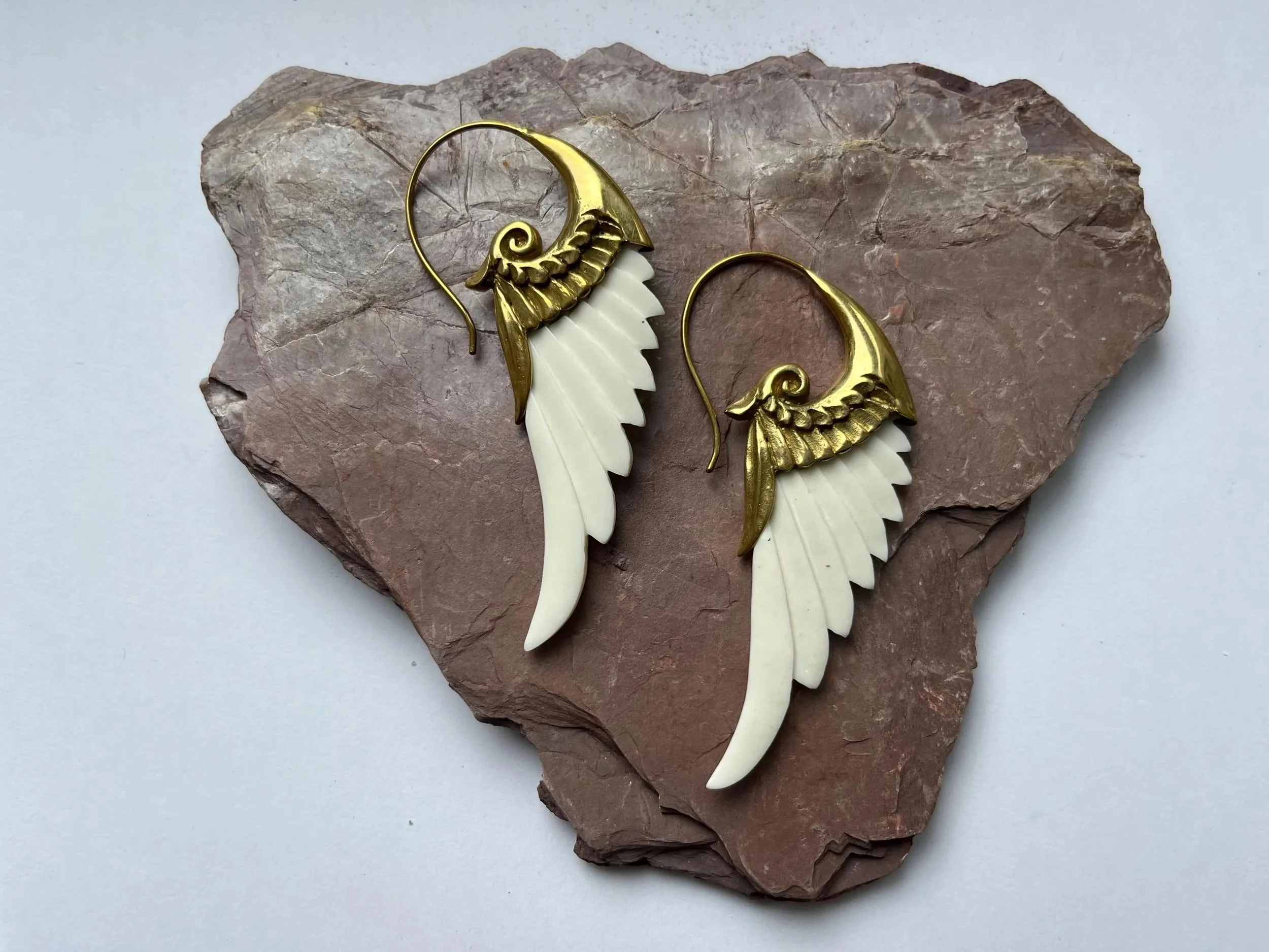 Handmade carved bone earrings - ethically made jewellery from our beautiful Balinese family artisans