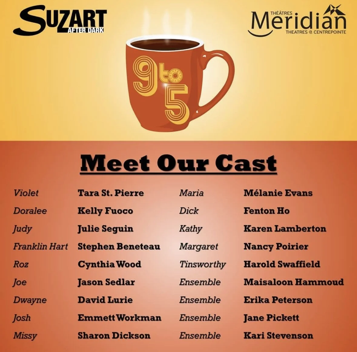 Cast list for Suzart's Musical 9 to 5