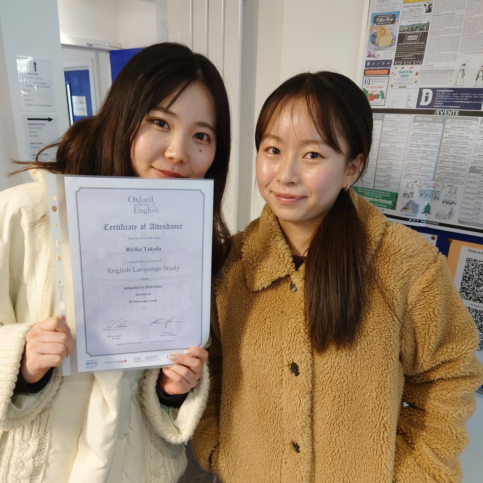 Throwback photo of our recent leaver - Ririka with our current student, Sakurako 🥰

She studied at OSE for 44 weeks and strengthened her English so much during her stay here with us!
We hope you enjoyed your stay with us, and we are glad to hear you