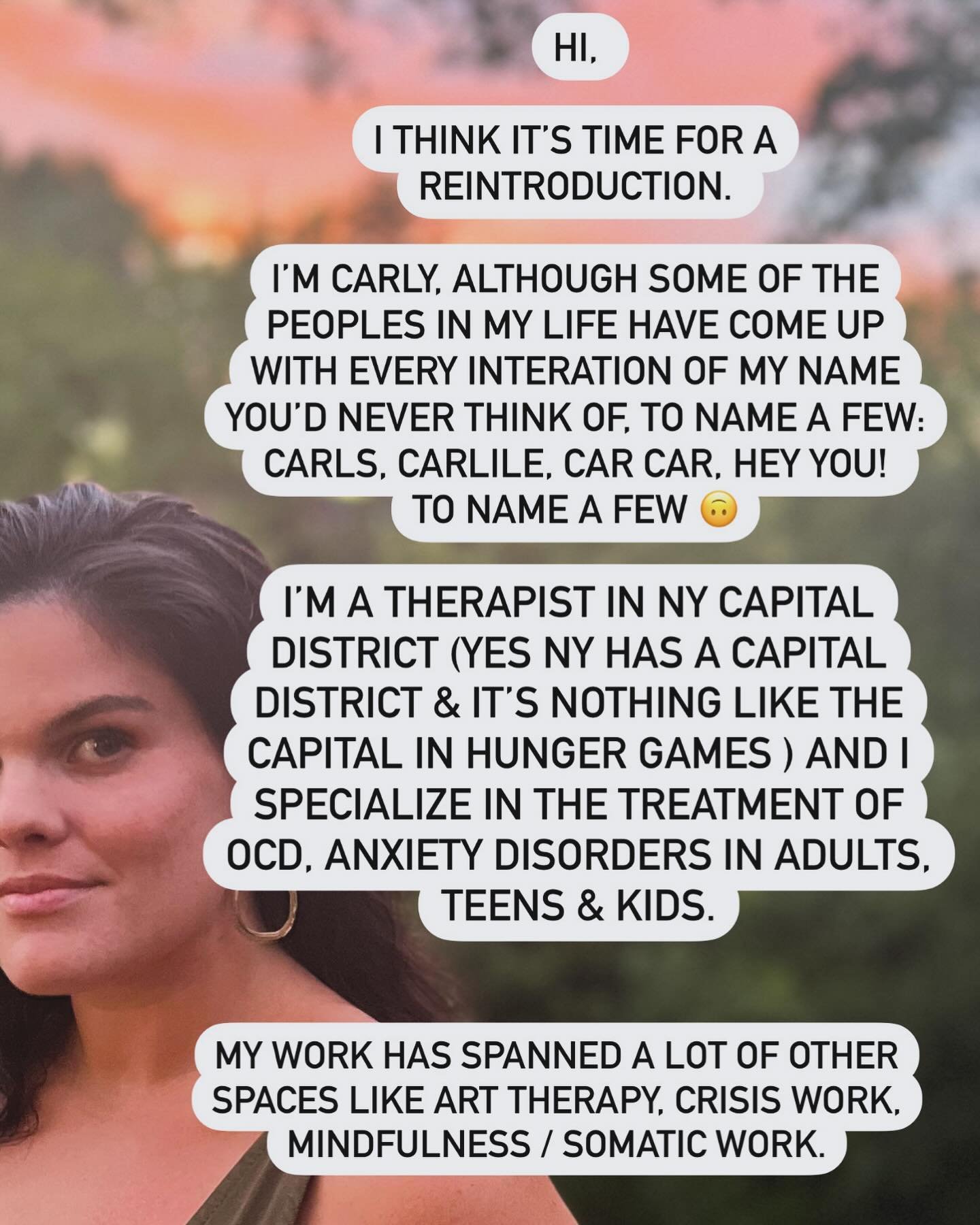 Hi nice to meet you! 

Hope I can leave you with something new, something curious &amp; something hopeful 💜

- C

#ocd #ocdawareness #ocdrecovery #ocdisaliar #ocdmonster #anxiety #anxietyawareness #anxietyattack #therapy #therapist #therapistsofinst
