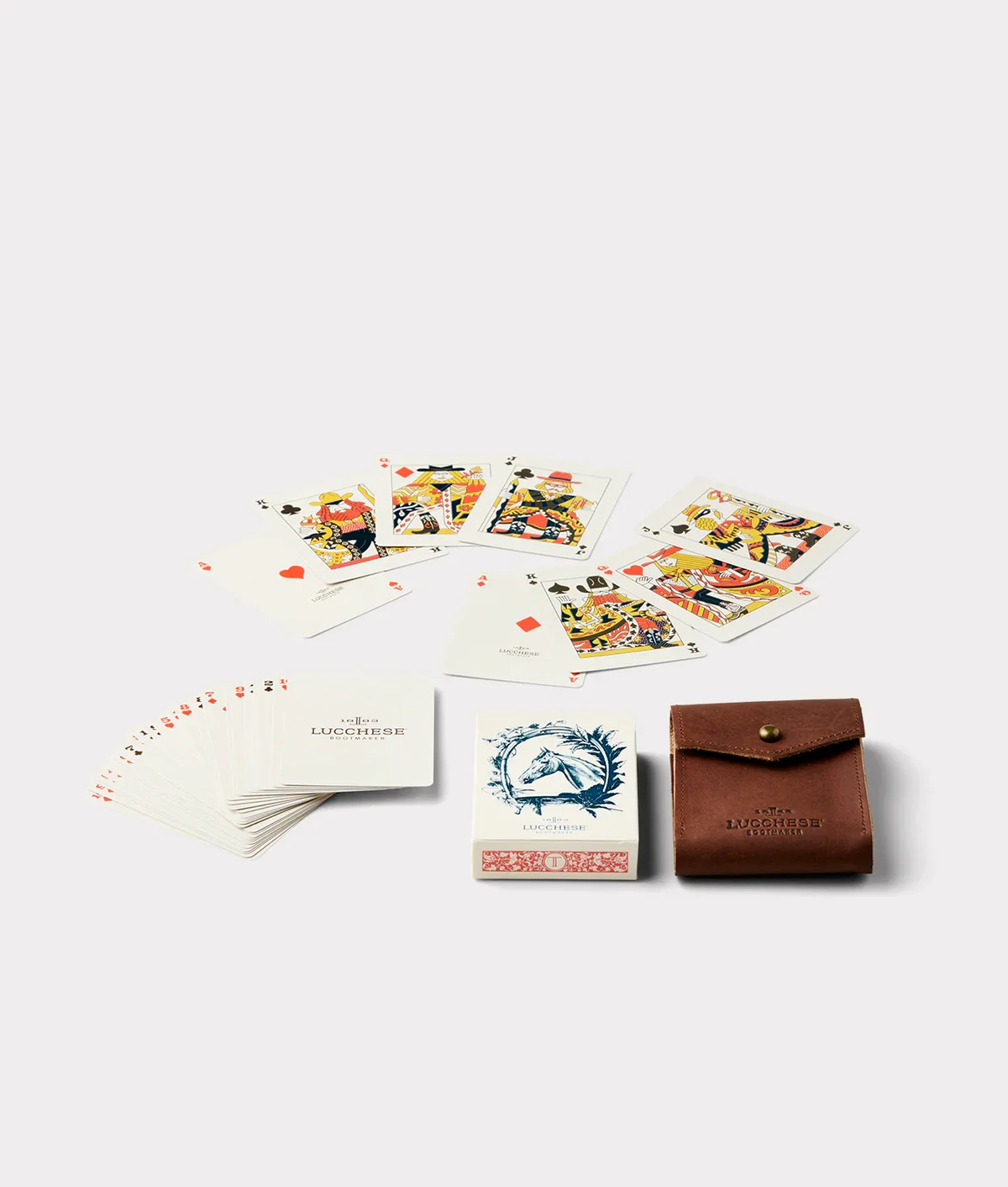 a photograph of a custom deck of cards made for Lucchese boot company